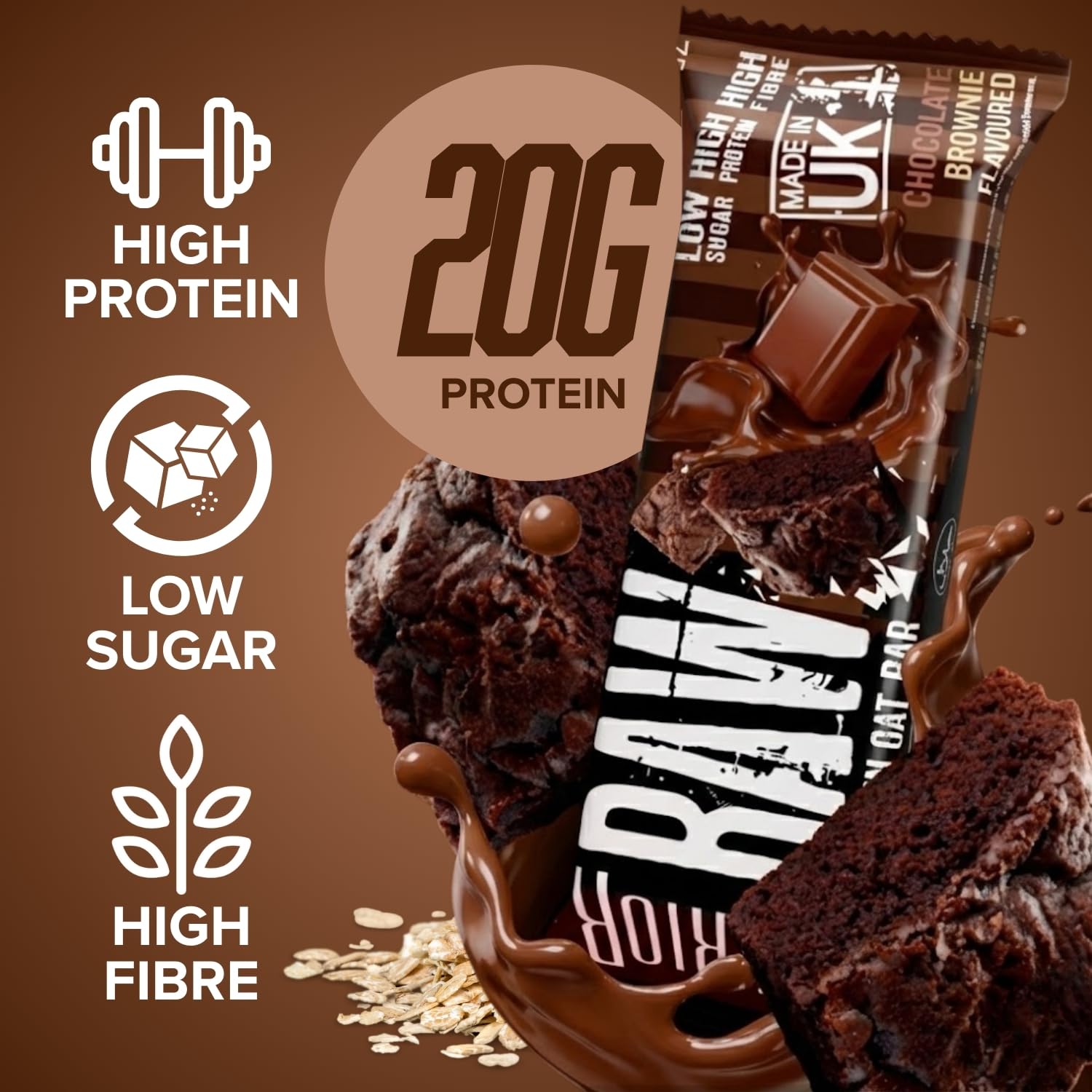 Warrior RAW Protein Bars - 20g Protein Per Bar | Low Sugar | 24 Pack 3