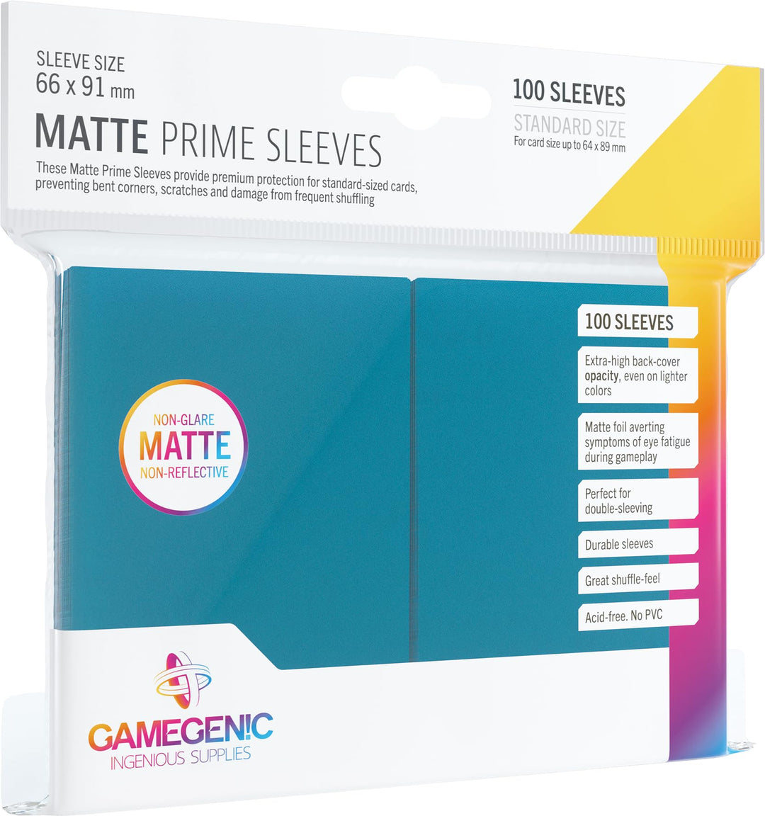 Gamegenic Matte Prime Sleeves (100-Pack) - Blue, Ideal for Double-Sleeving