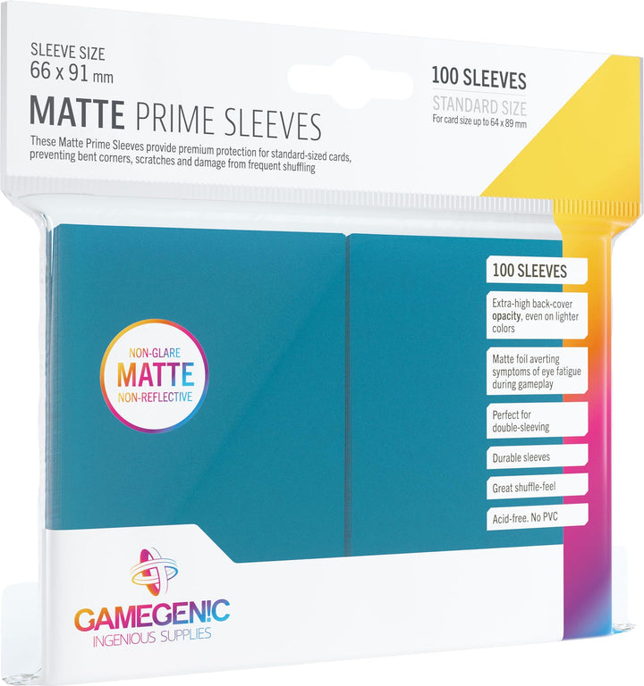 Gamegenic Matte Prime Sleeves (100-Pack) - Blue, Ideal for Double-Sleeving