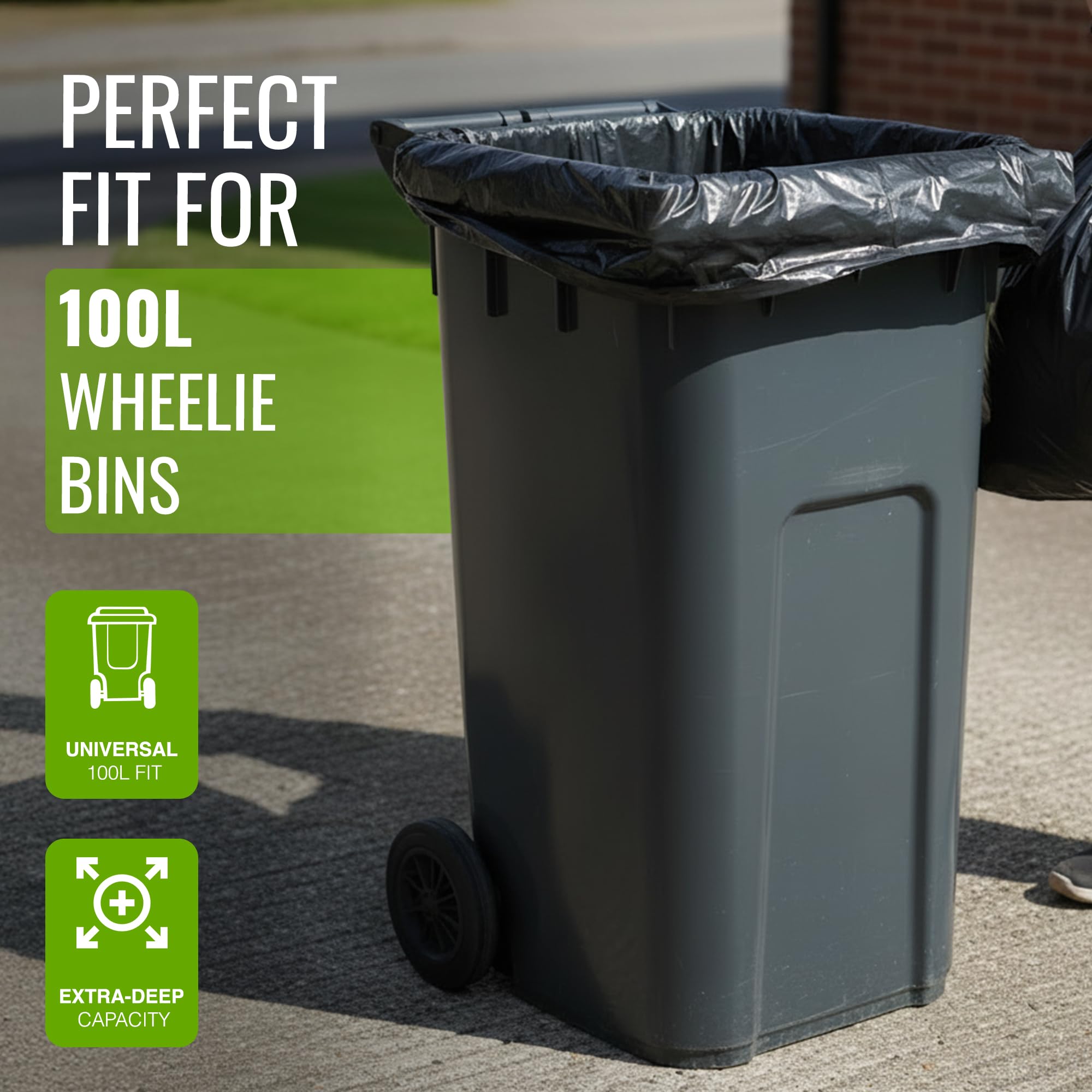 EcoBag Heavy Duty Refuse Sacks - 50 Pack, 100L Capacity, 33 Micron, Recyclable | Model 46