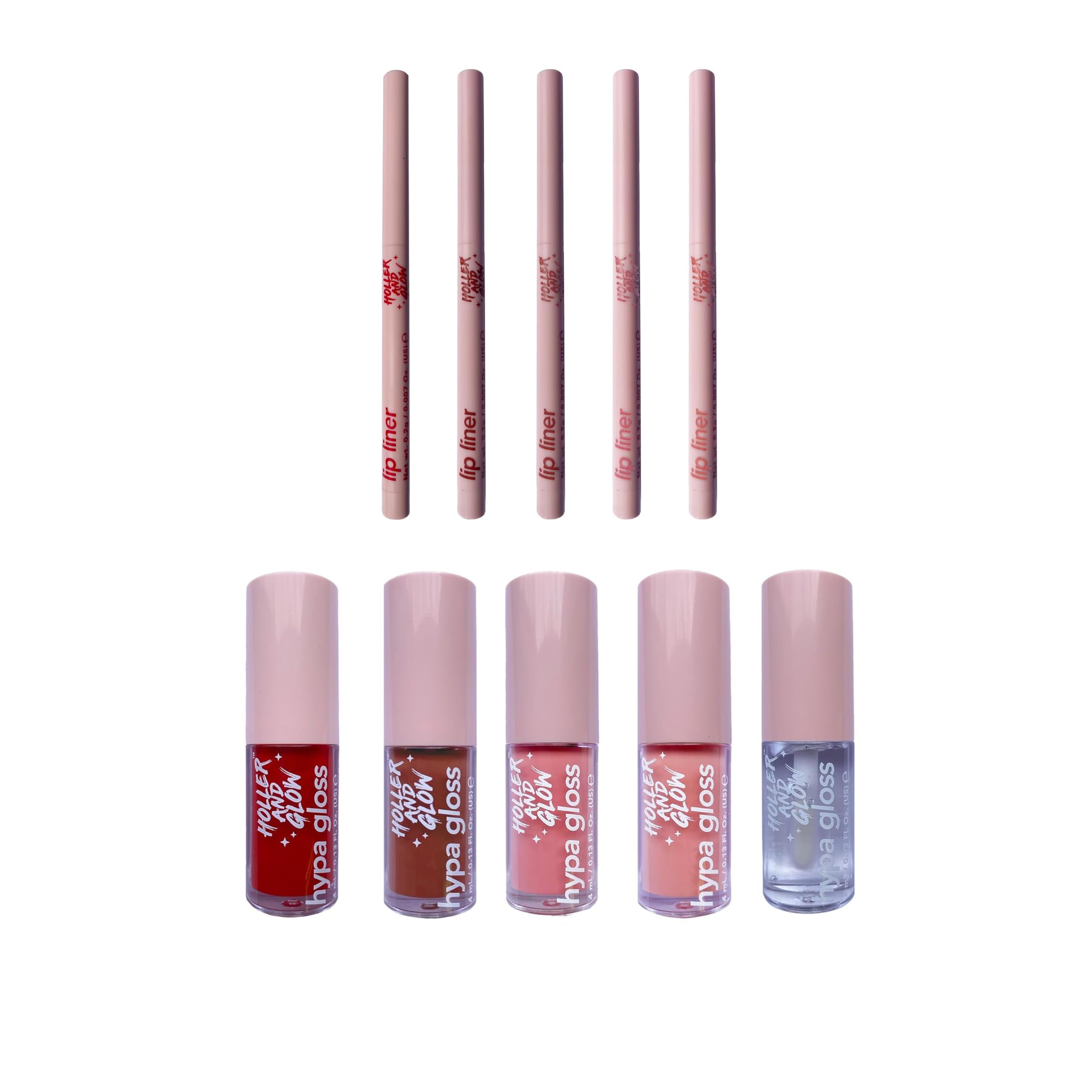 Holler & Glow Get Set Gloss Lip Liner and Lip Gloss Gift Set - 10 Piece, Pink 2