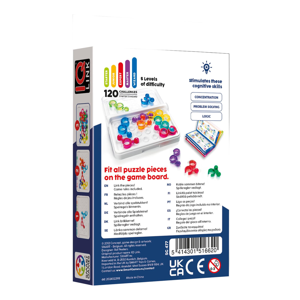 SmartGames IQ Link Brain Teaser - 120 Challenges