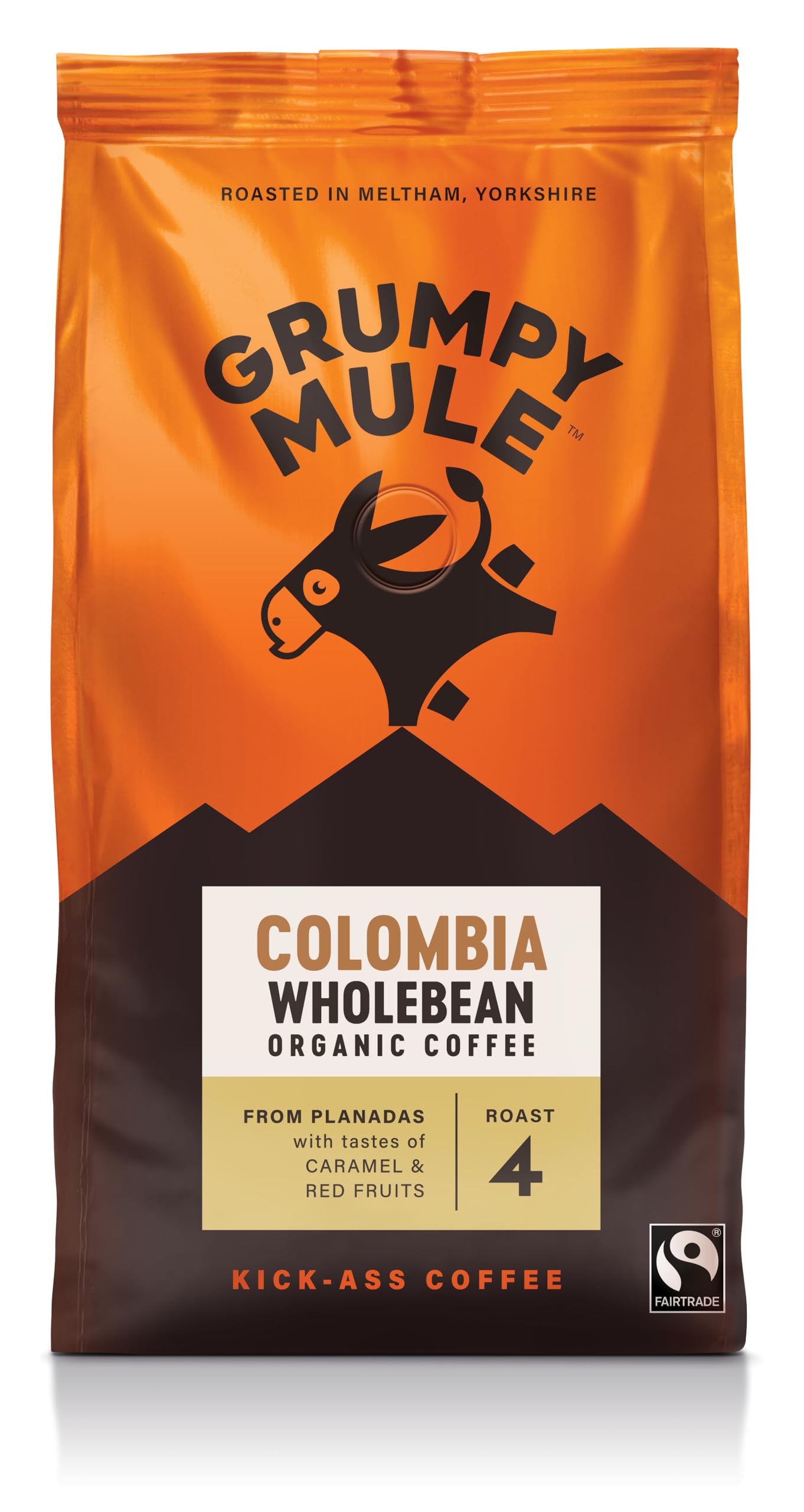 Grumpy Mule Colombia Planadas Organic Whole Coffee Beans - Medium-Dark Roast | Caramel & Red Fruit 1
