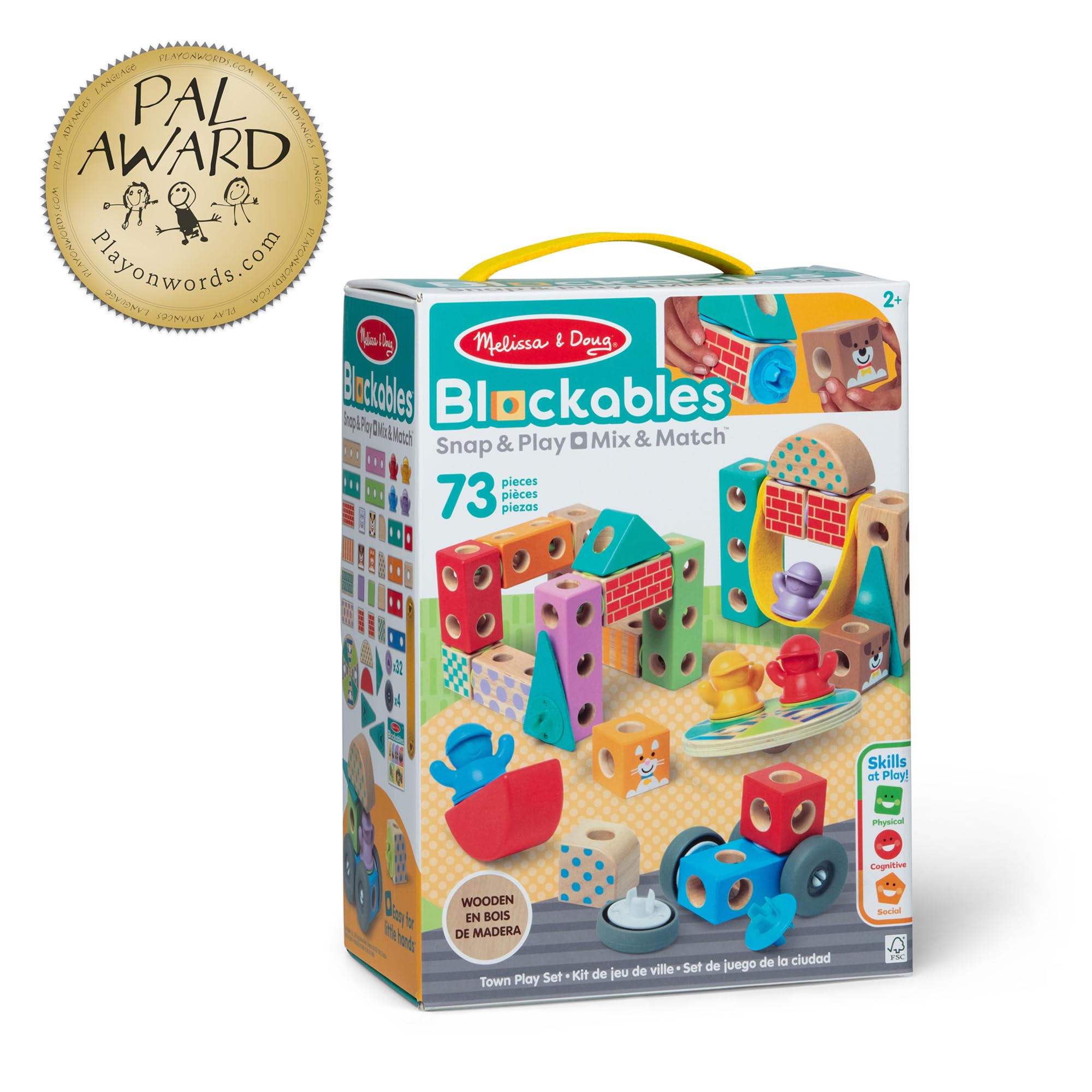 Melissa & Doug Blockables Town Snap And Play Connectable Wooden Blocks Set | Ages 2-7 | 73 Pieces 3