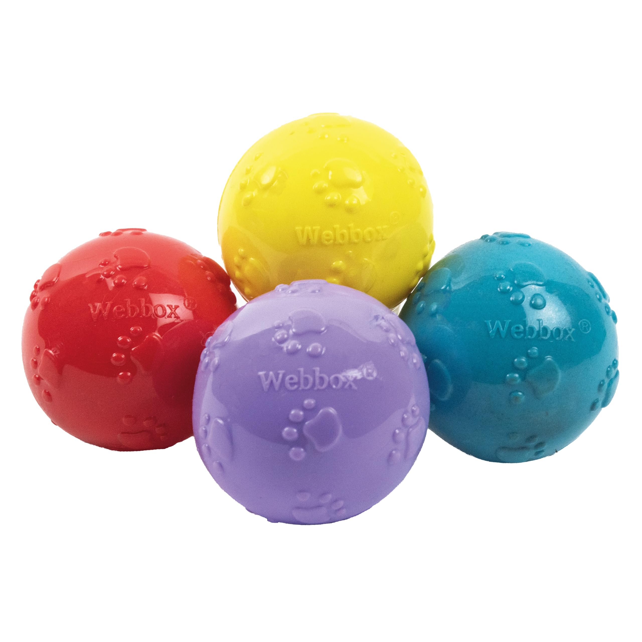 Webbox Fun & Squeaky Balls - 4 Pack for All Breed Sizes | Anxiety Relief | Exercise