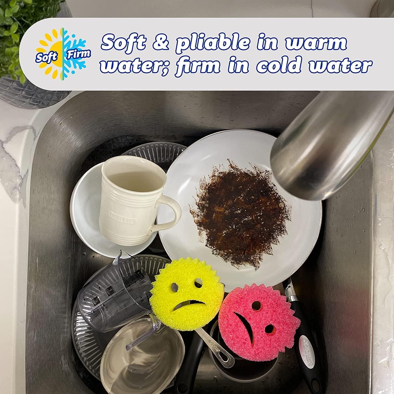 Scrub Daddy - Cranky Couple 2 Pack Scrub Sponges for Kitchen & Bathroom Cleaning 4