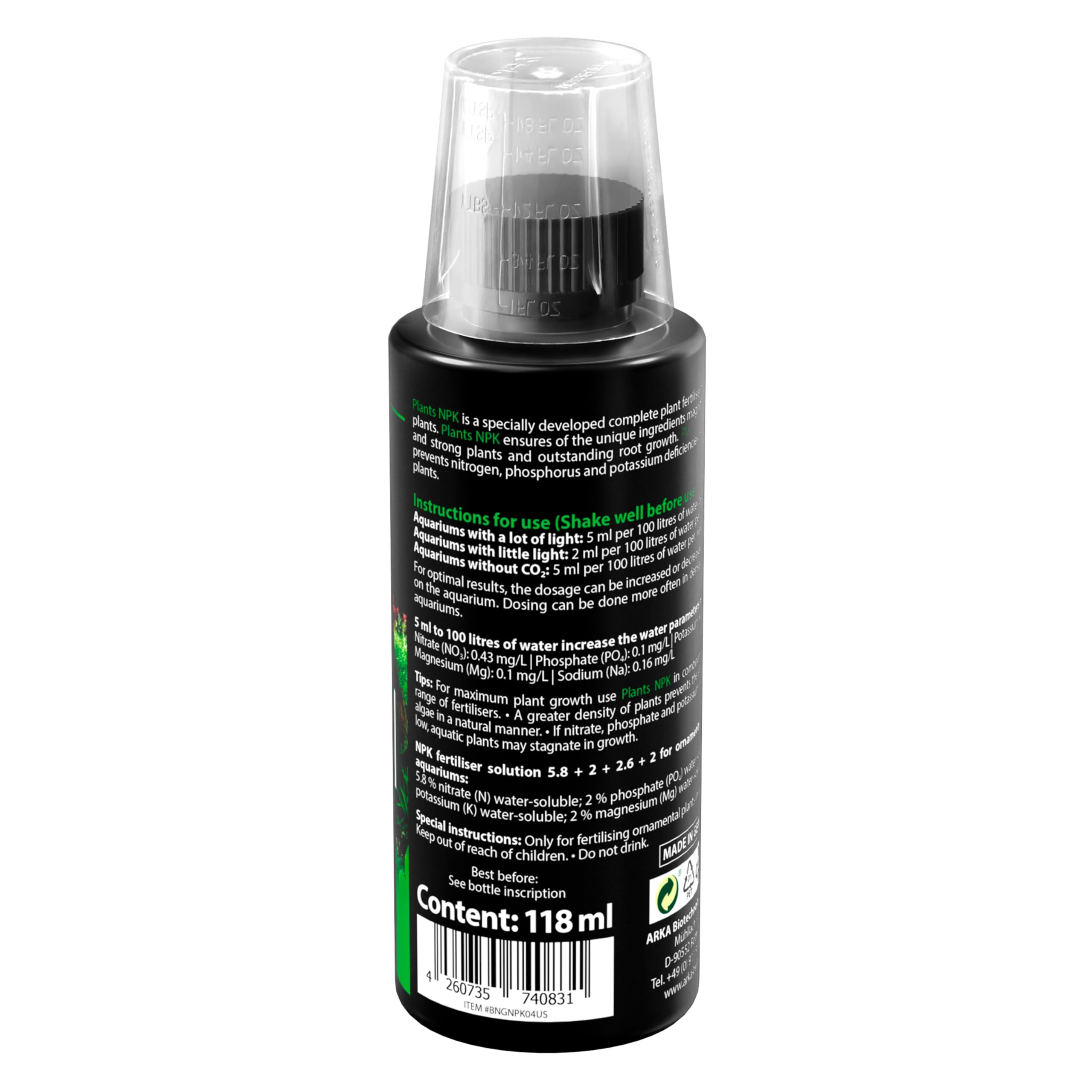 ARKA PLANTS NPK Aquarium Plant Fertiliser - Complete NPK Formula | 118 ml | Liquid 2