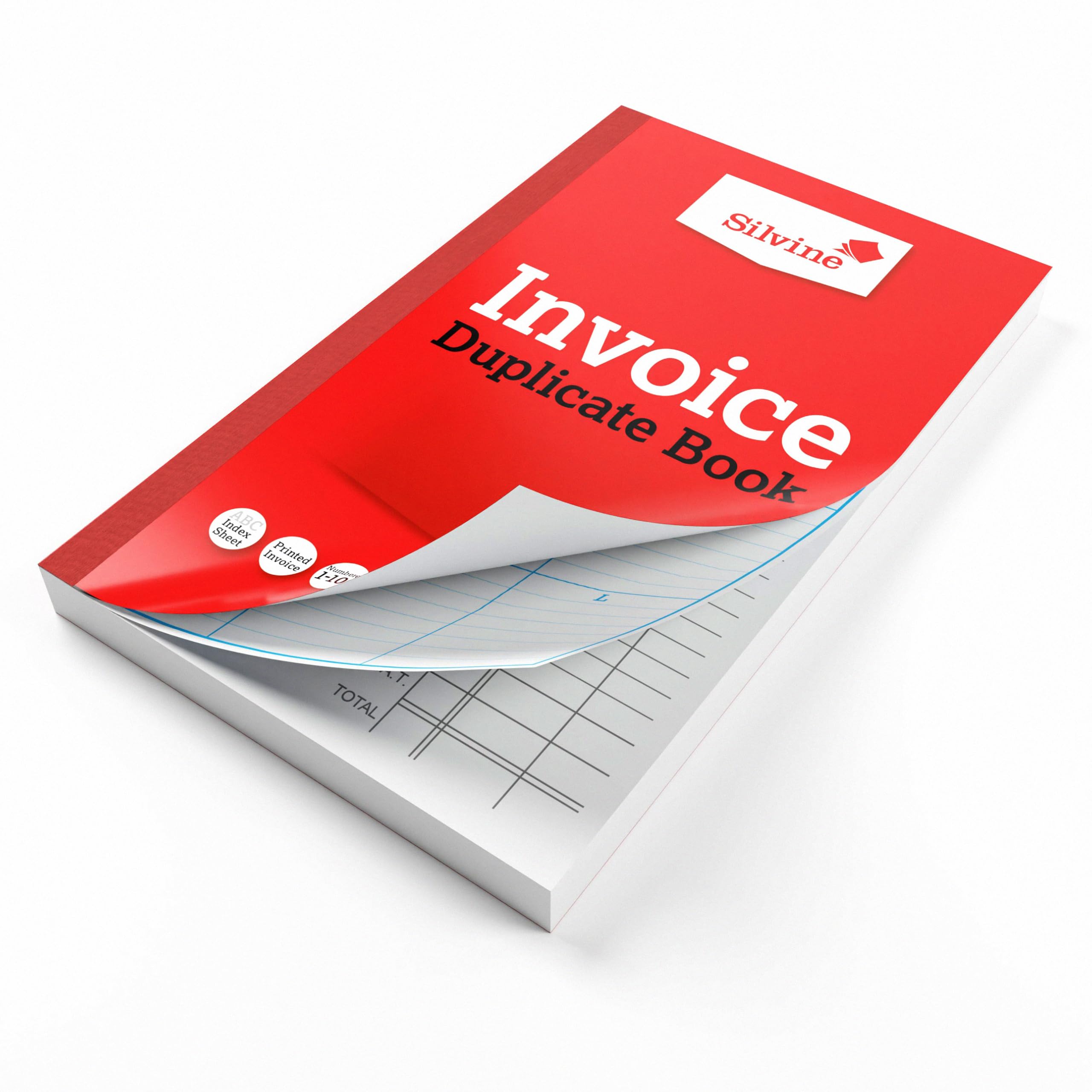 Silvine Duplicate Invoice Book - Numbered 1-100 with Index Sheet | 210 x 127mm | Red 4