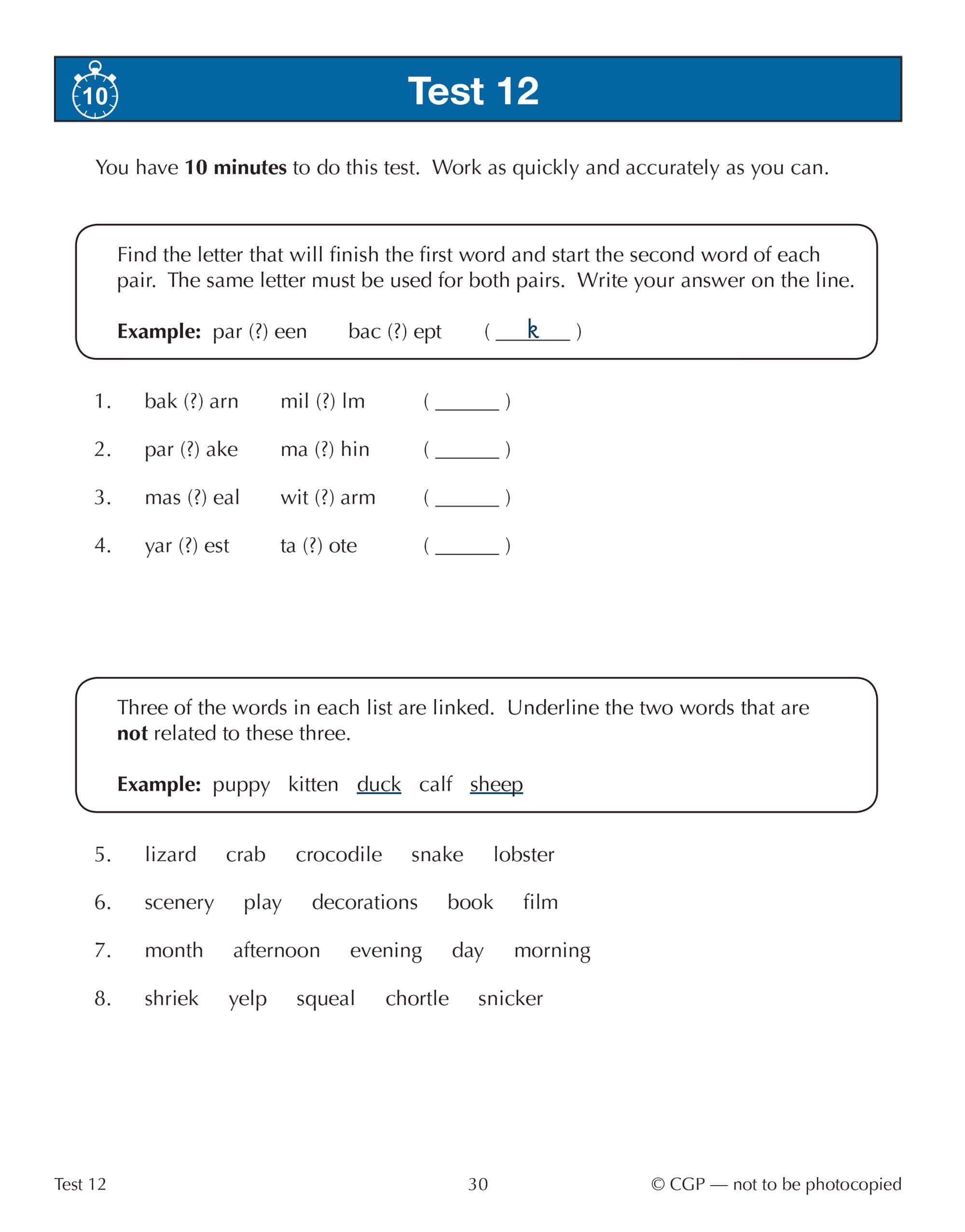 CGP 11+ GL 10-Minute Tests: Verbal Reasoning - Ages 9-10 (with Online Edition) | Paperback | 114 Pages 2
