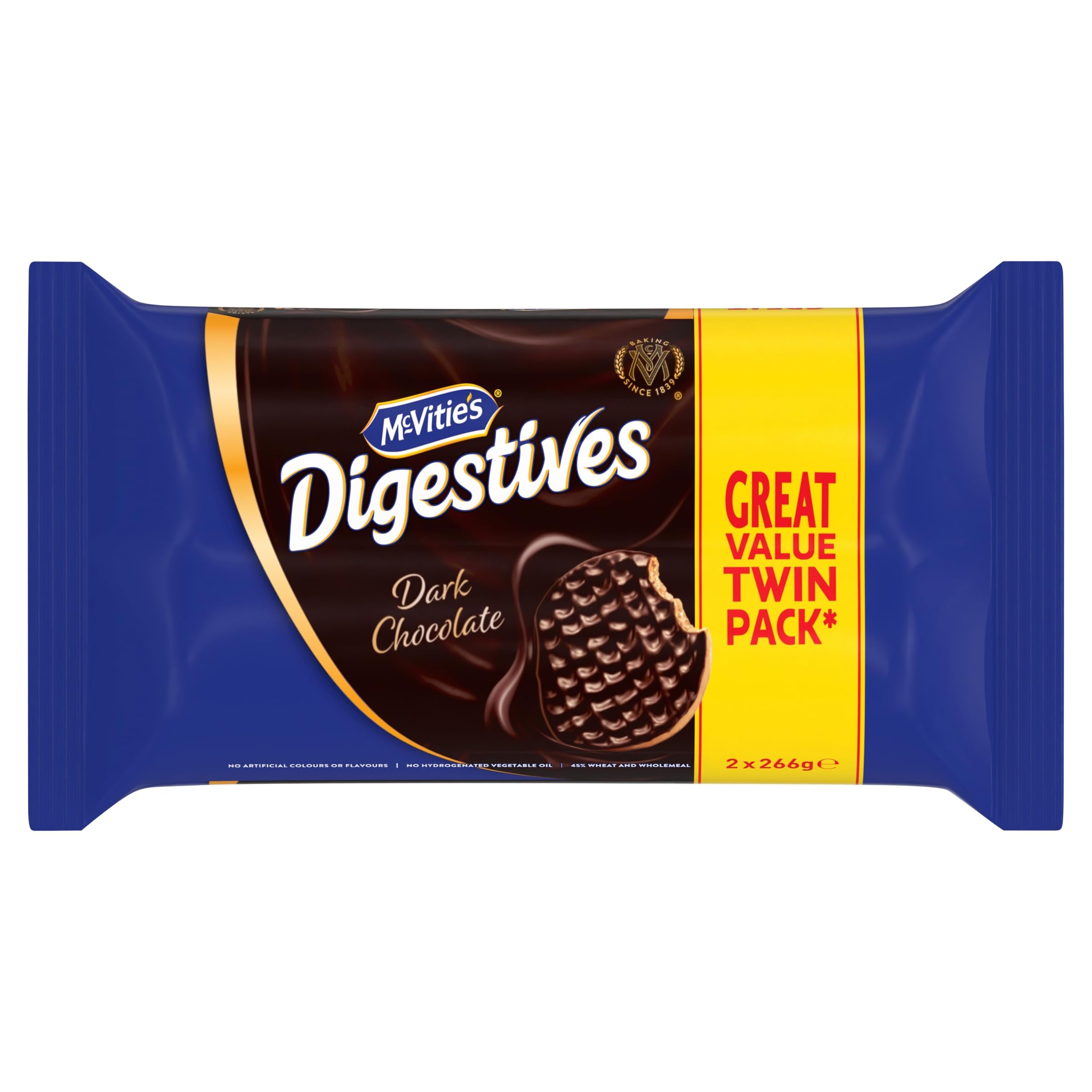 McVitie's Digestives Dark Chocolate Biscuits Twin Pack - 2 x 266g (532g Total) 7