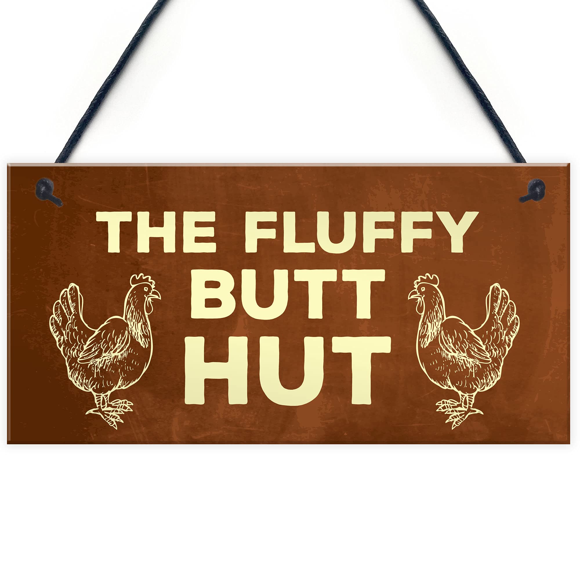 RED OCEAN Funny Chicken Coop Sign - Red PVC Plaque | 200x100mm | Made in England