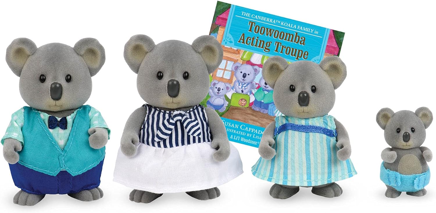 Canberra Koala Family - 5pc Playset with Movable Figurines & Storybook for Kids 3+