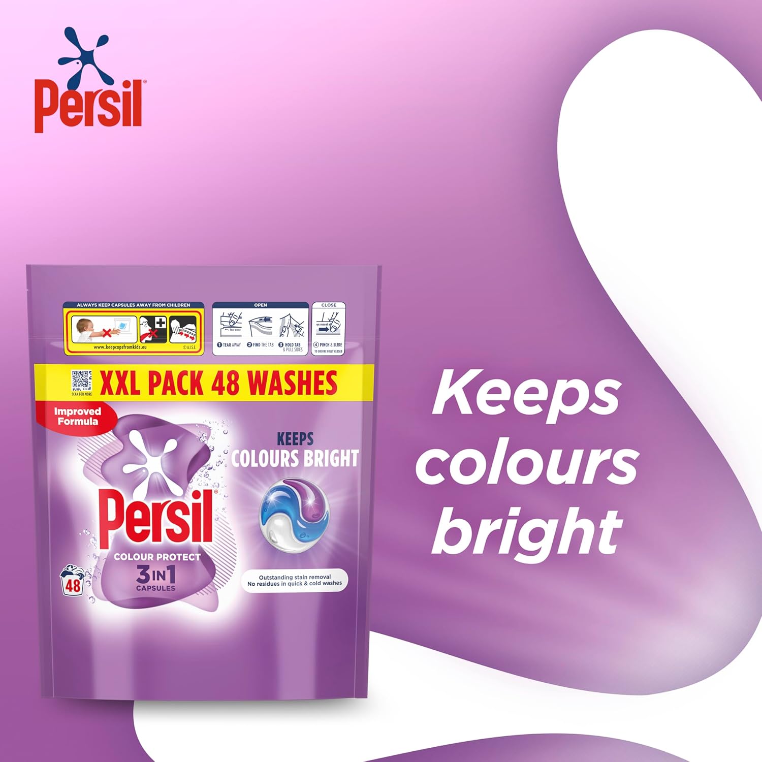 Persil - Colour Protect 3 in 1 Washing Capsules 48 Washes 4