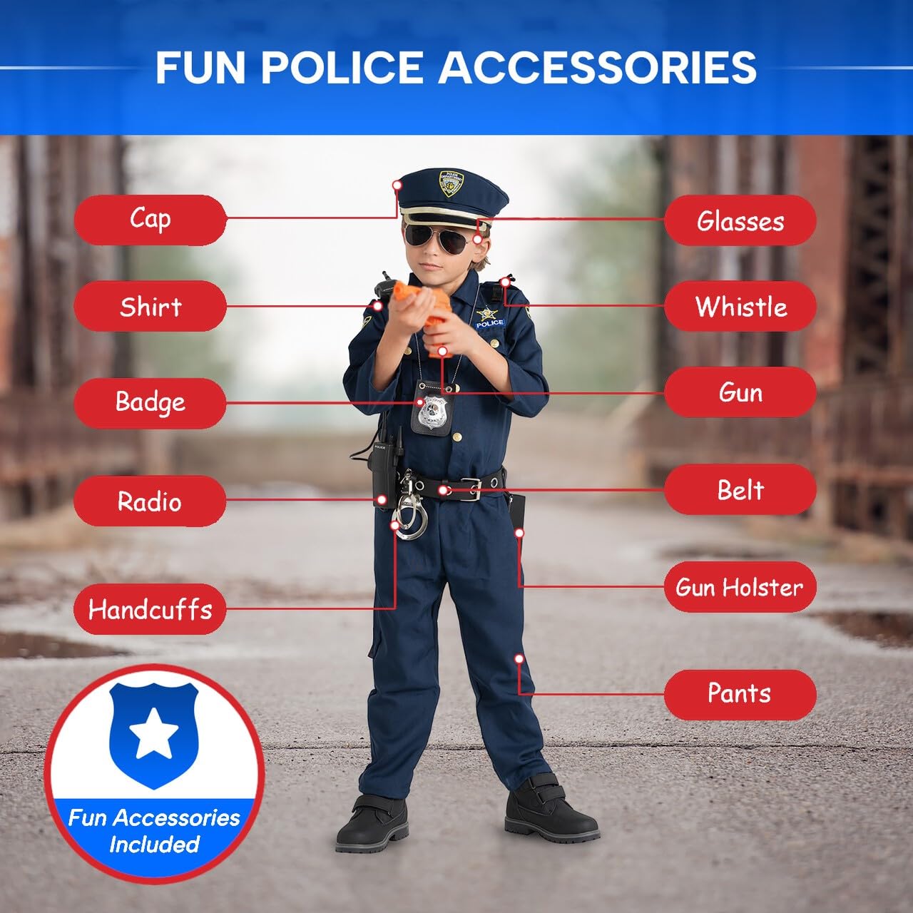 Dress Up America Children's Police Costume for Boys - Shirt and Pants 2
