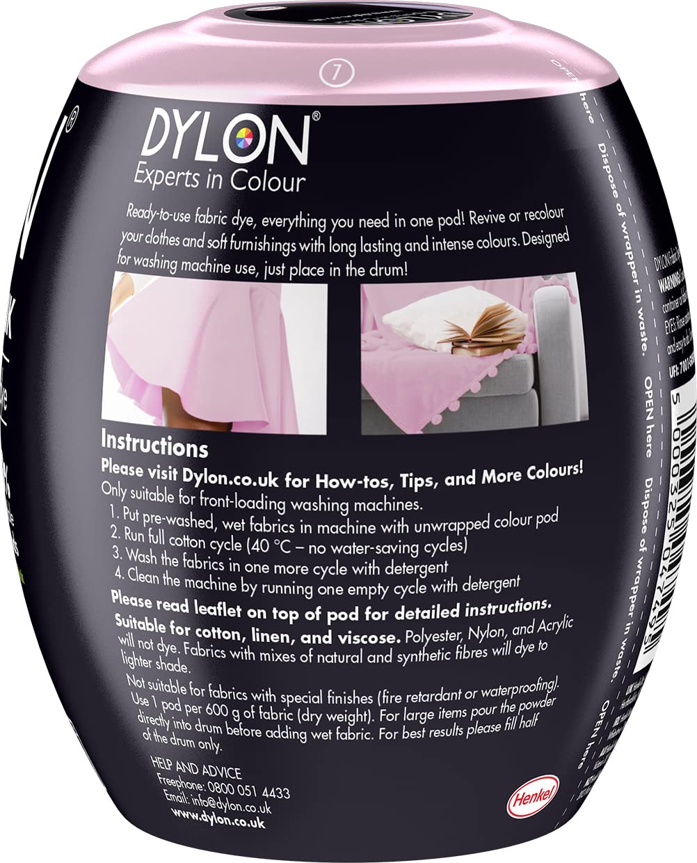 Dylon Textilfarbstoff-Pod für Waschmaschinen – Pfingstrosenrosa, 350 g 4
