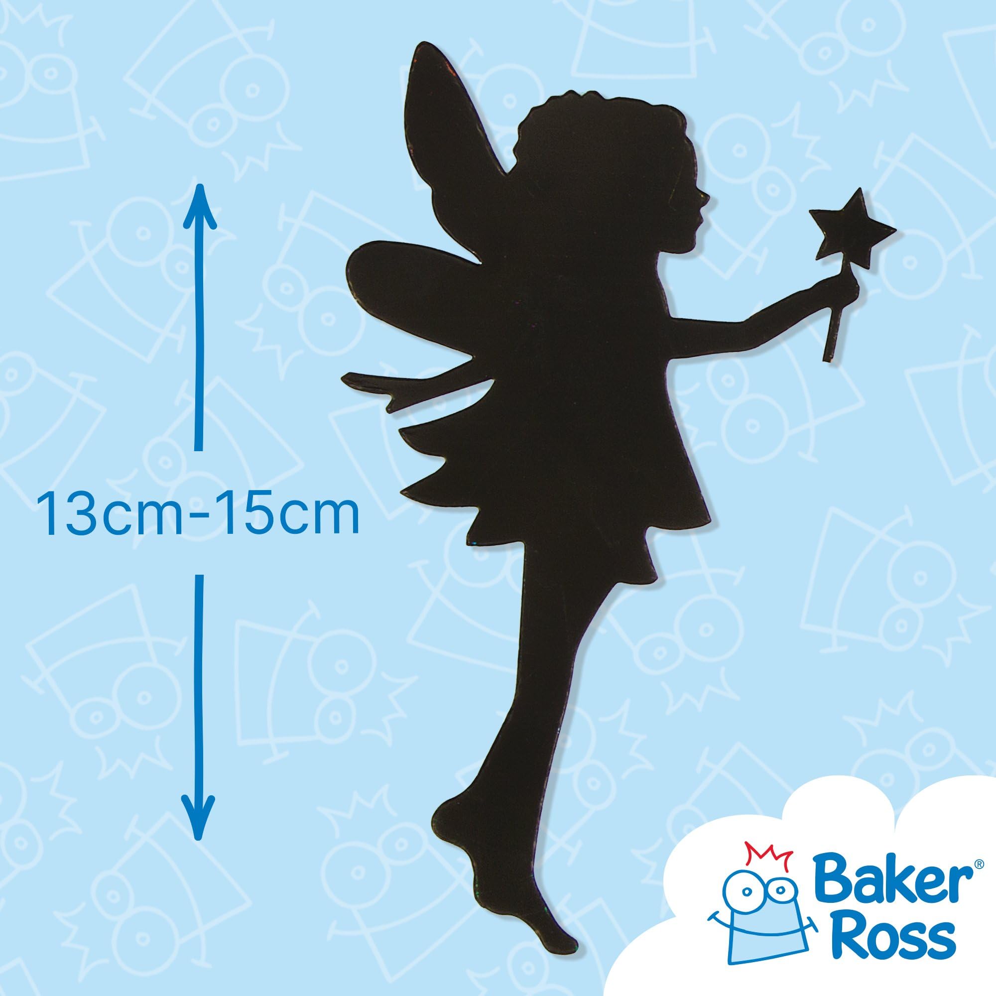 Baker Ross Fairy Scratch Art Magnets - 10 Pack Party Favour Craft Kit for Kids Ages 3+ 3