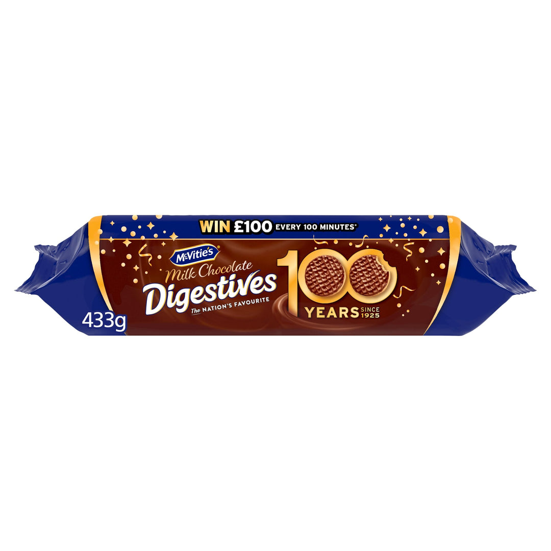 McVitie's Milk Chocolate Digestive Biscuits 433g - Golden-Baked Crunchy Wheat Biscuits with Smooth Milk Chocolate