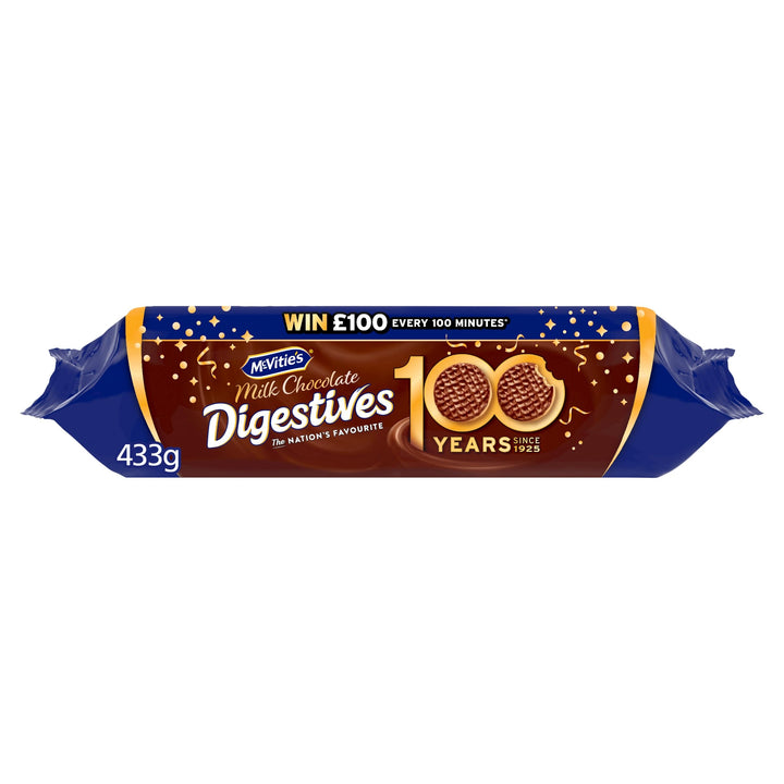 McVitie's Milk Chocolate Digestive Biscuits 433g - Golden-Baked Crunchy Wheat Biscuits with Smooth Milk Chocolate