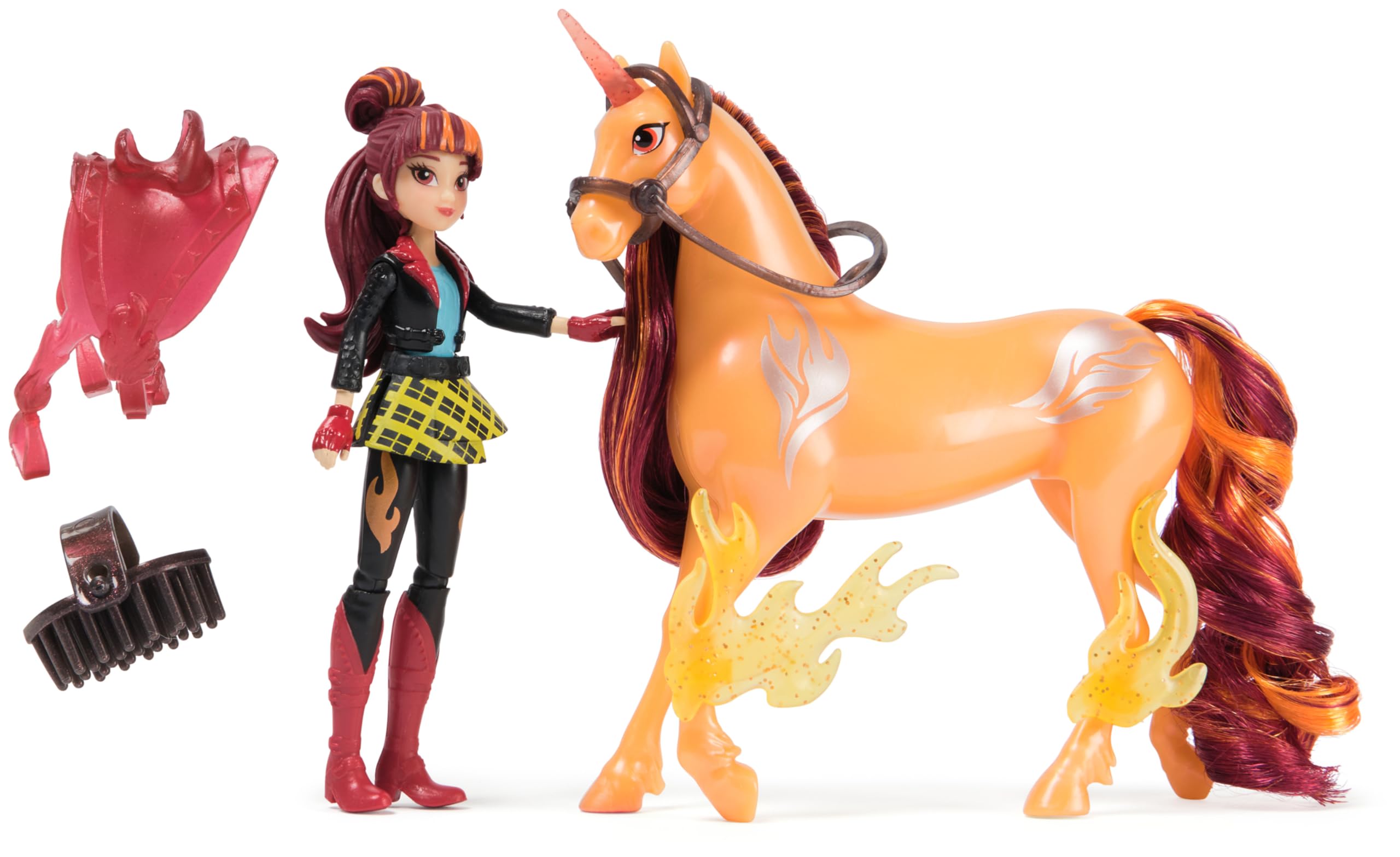Unicorn Academy Valentina & Cinder Power of Friendship Playset | 4.5" Doll, 5" Unicorn, Translucent Accessories | Ages 4+