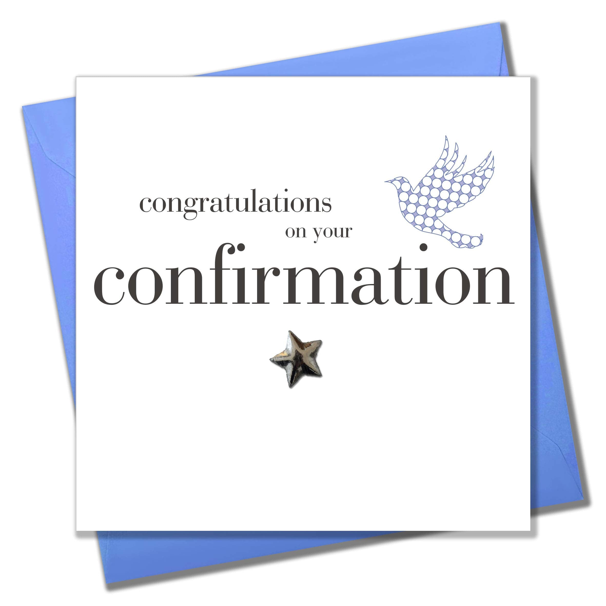 Claire Giles Greeting Cards Toast Confirmation Boy Card - Padded Silver Star | 150x150mm | Blank Inside 1