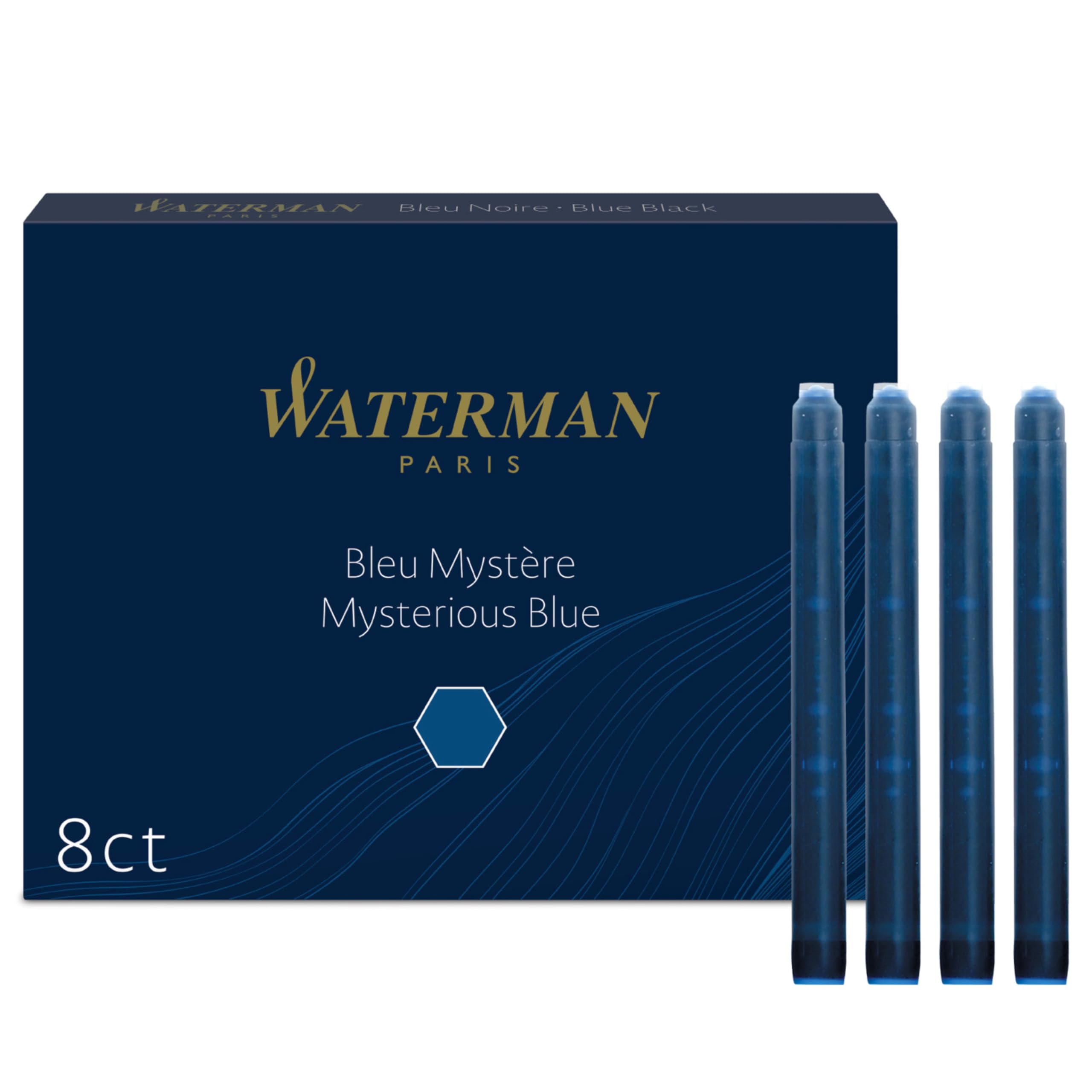 Waterman Fountain Pen Refills - Long Cartridges, Mysterious Blue Ink | 8 Count 1