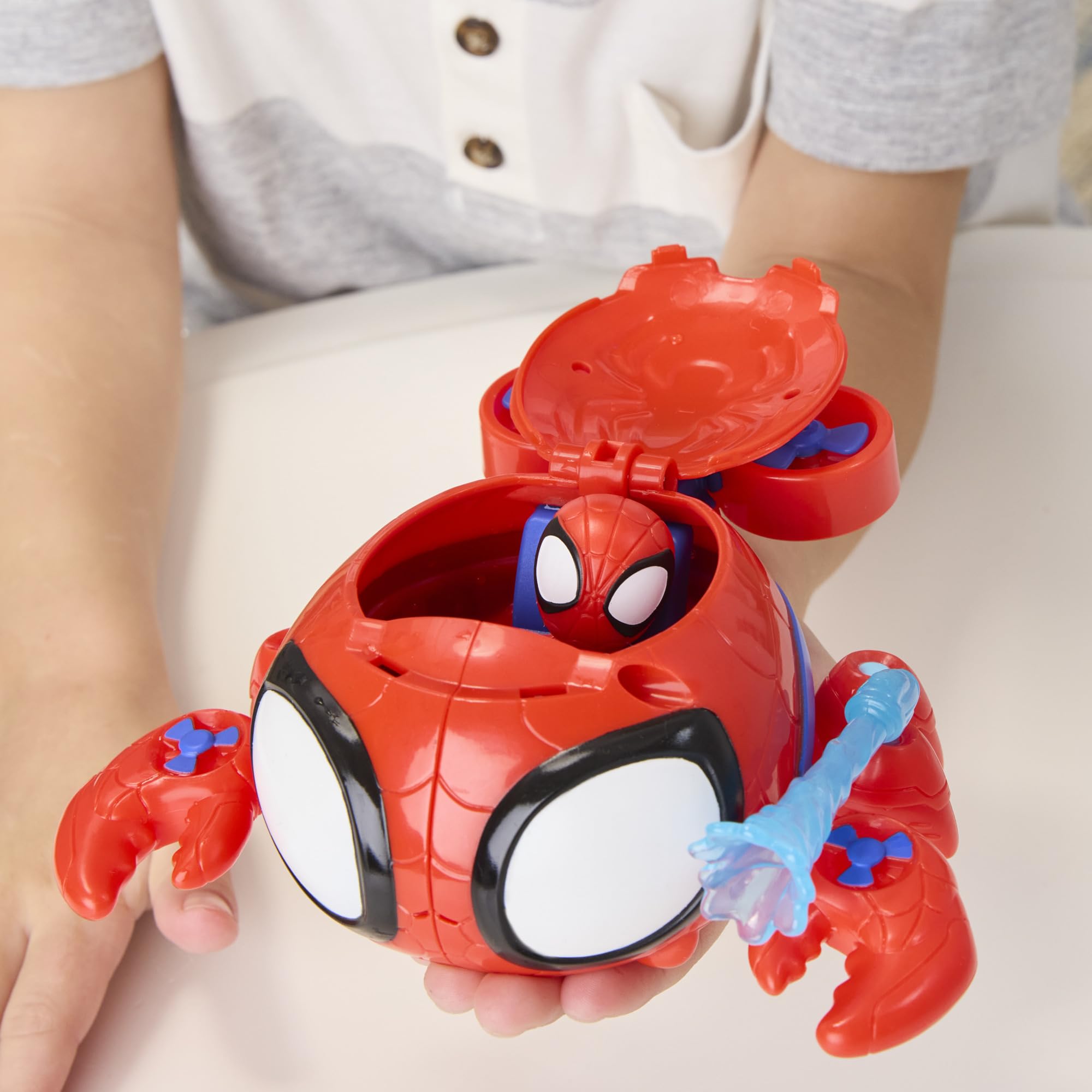 Spidey and His Amazing Friends Water-Webs Spider Crab Submarine Toy - Color-Change Eyes, 3-Inch Vehicle & Action Figure Playset 6