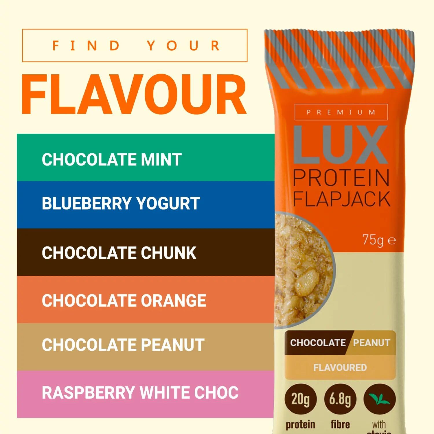 BW Premium LUX 20g High Protein Flapjack Bars - Oat Based Low Sugar Snack, 24 x 75g 6