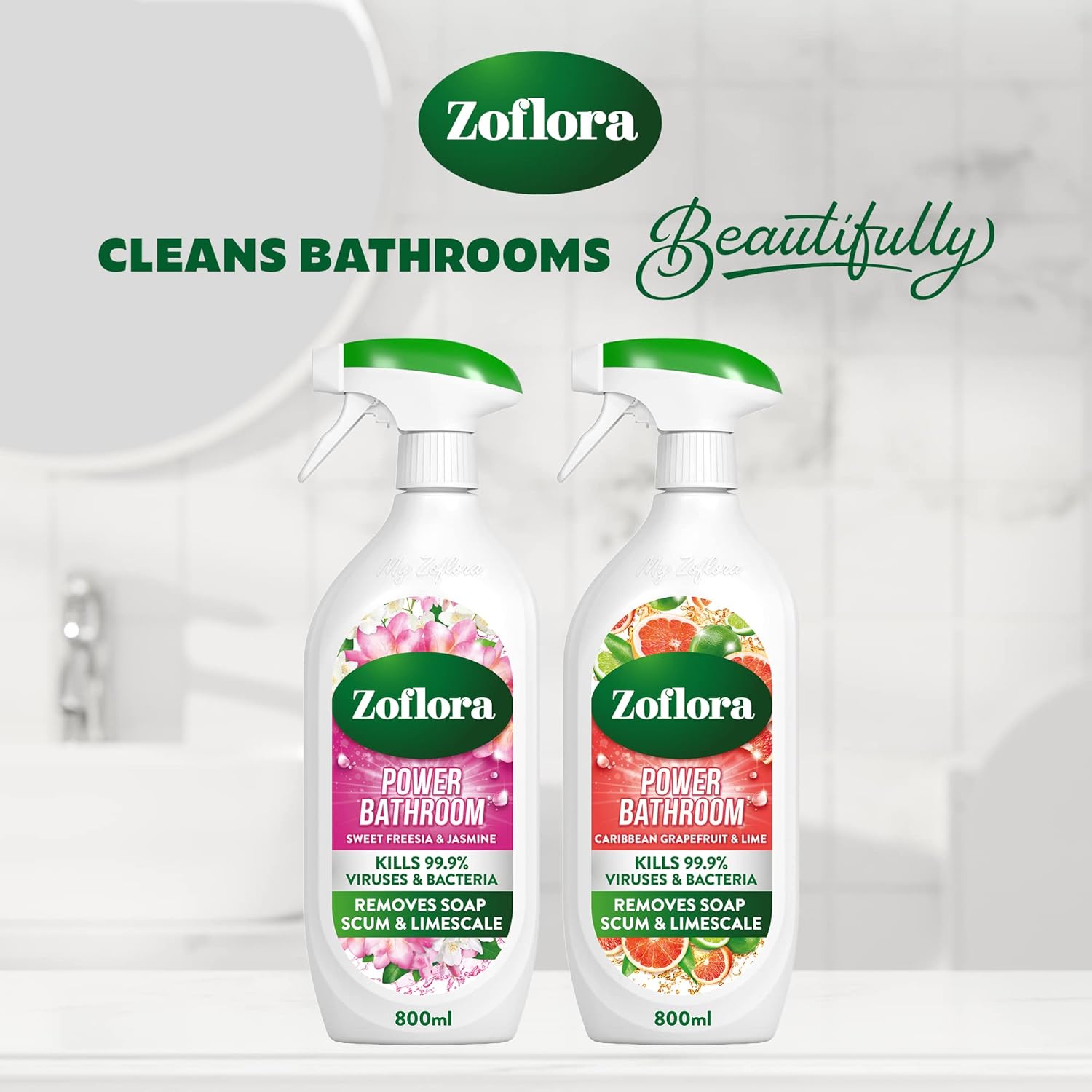 Zoflora Caribbean Grapefruit & Lime Power Bathroom Cleaner 800ml 3