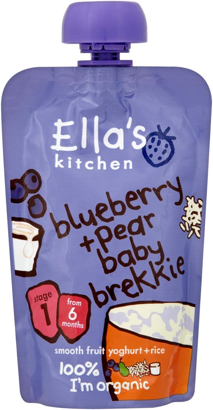 Ella's Kitchen Organic Baby Brekkie Blueberry and Pear Stage 1 (Pack of 6) 1