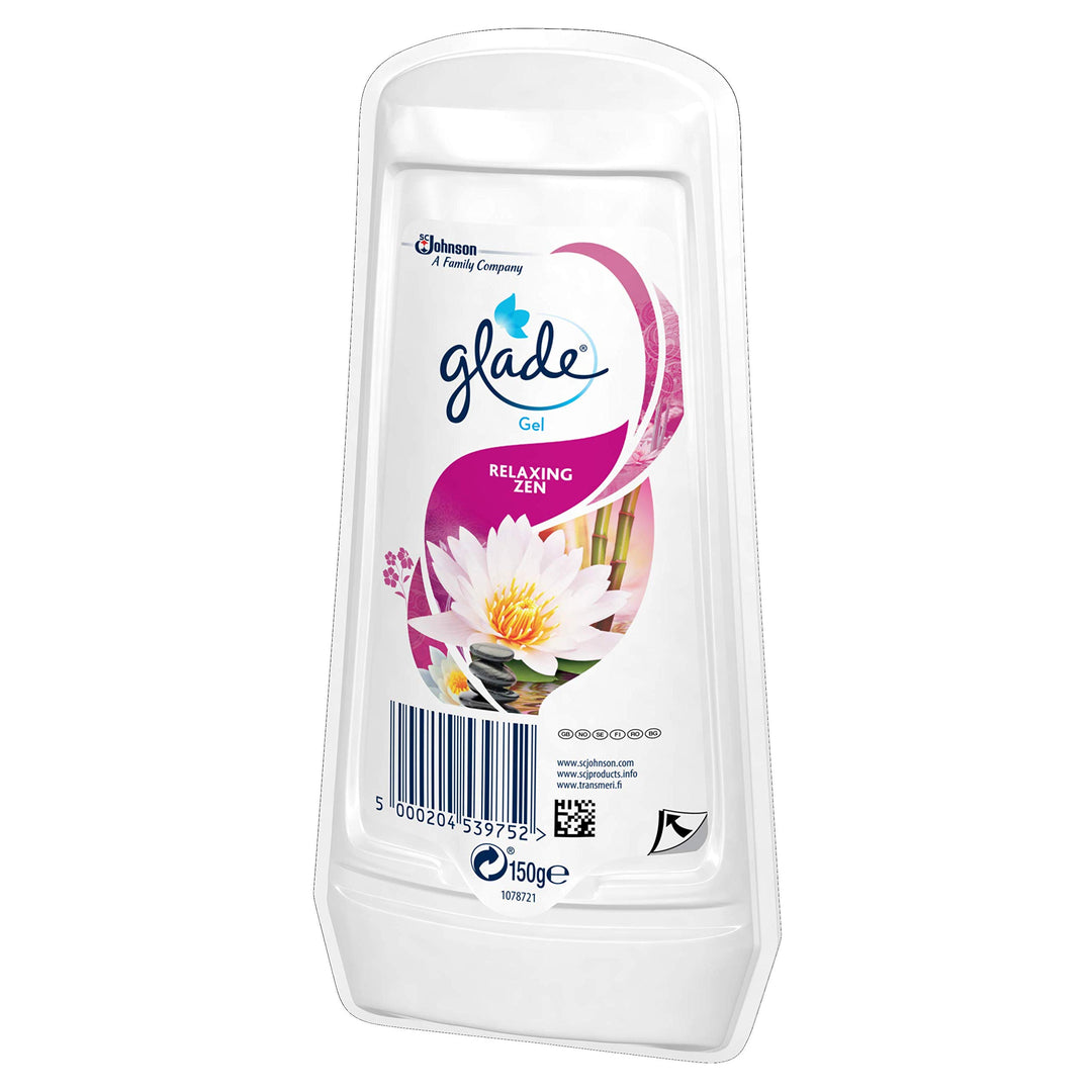 Glade - Solid Gel Air Freshener Odour Eliminator for Home & Bathroom, Relaxing Zen, Pack of 8 (8 x 150g)