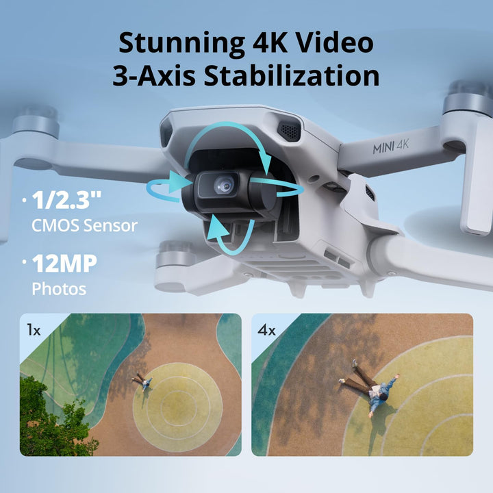 DJI Mini 4K Fly More Combo Drone with 4K UHD Camera, 3 Batteries, Charging Hub & Shoulder Bag - Grey
