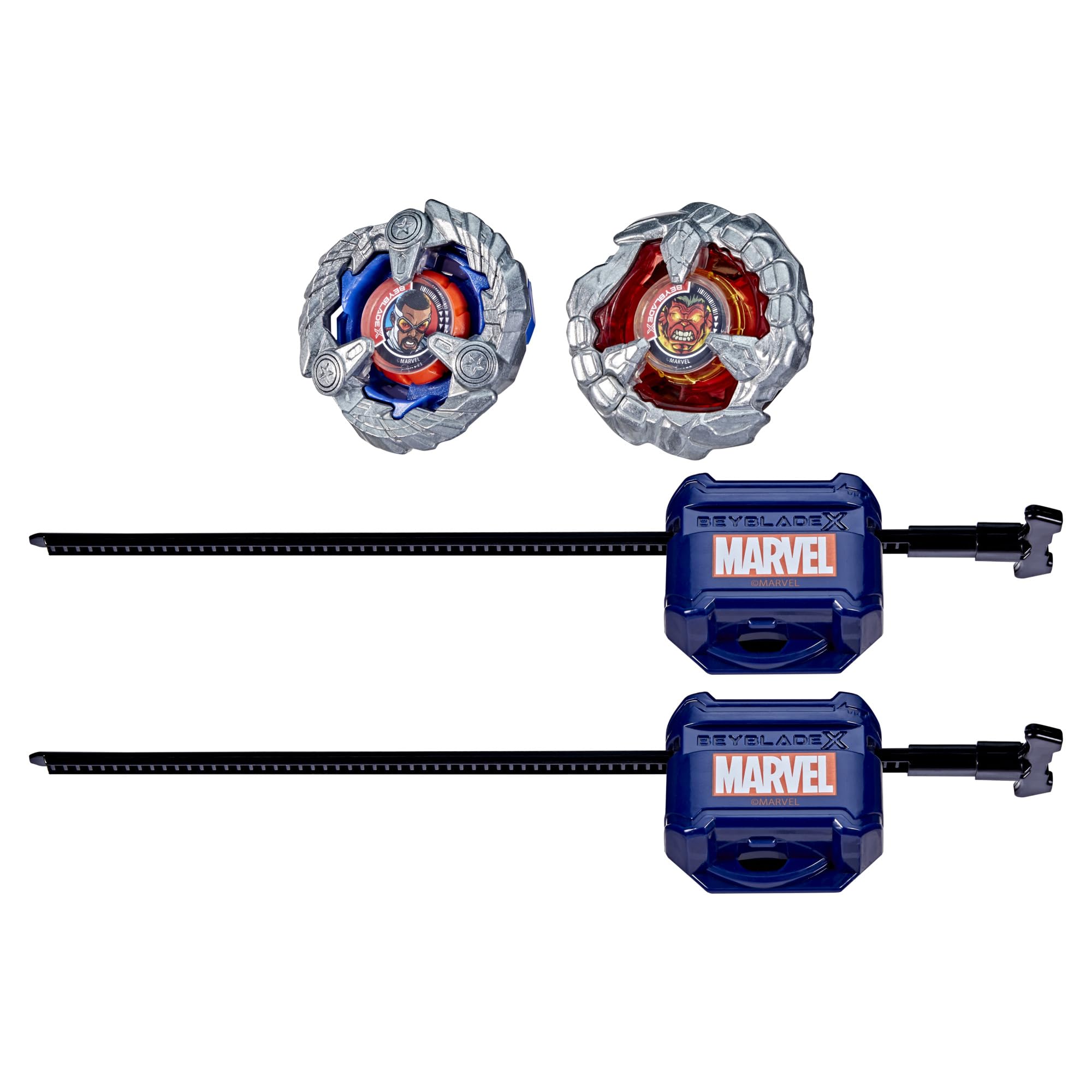 Beyblade Captain America 4-70GB vs Red Hulk 1-80R Marvel Collab Battling Tops Set 1