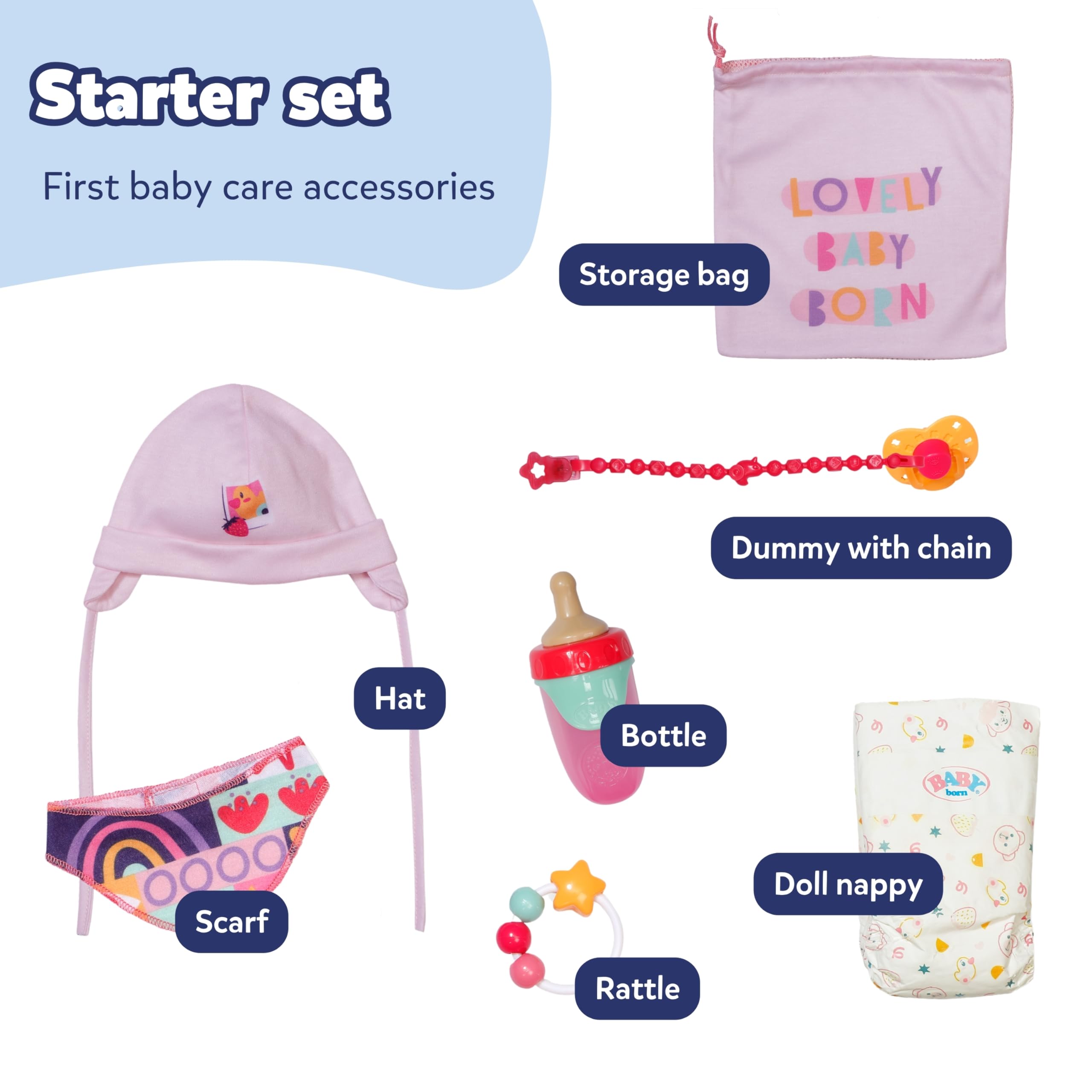 BABY born Newborn Set with Accessories for 43 cm Dolls | Magic Dummy Function | Polyester 3