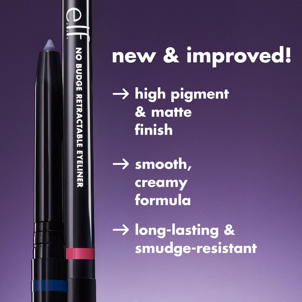 e.l.f. No Budge Retractable Eyeliner - Waterproof, Long-Lasting, Creamy Formula