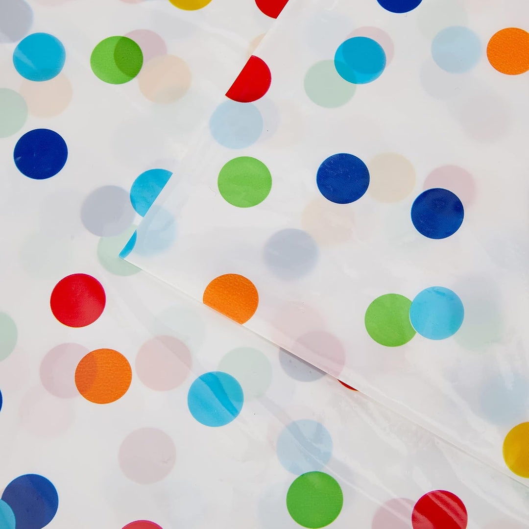 Rainbow Polka Dot Plastic Tablecloth 7ft x 4.5ft - Rectangular Party Table Cover