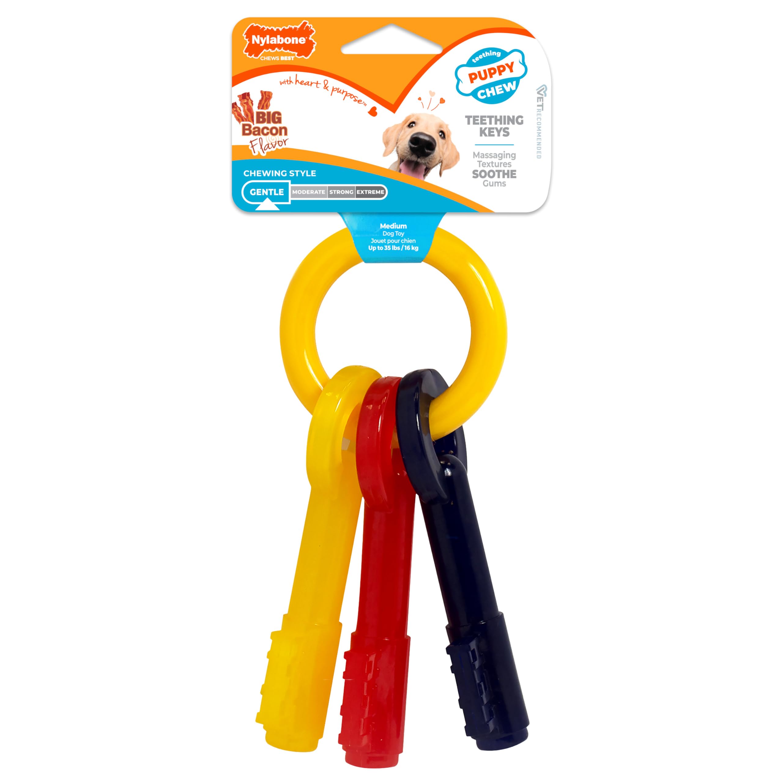Nylabone Just For Puppies Key Ring Bone Chew Toy - Bacon Flavour, Medium, for Puppies up to 16kg 8
