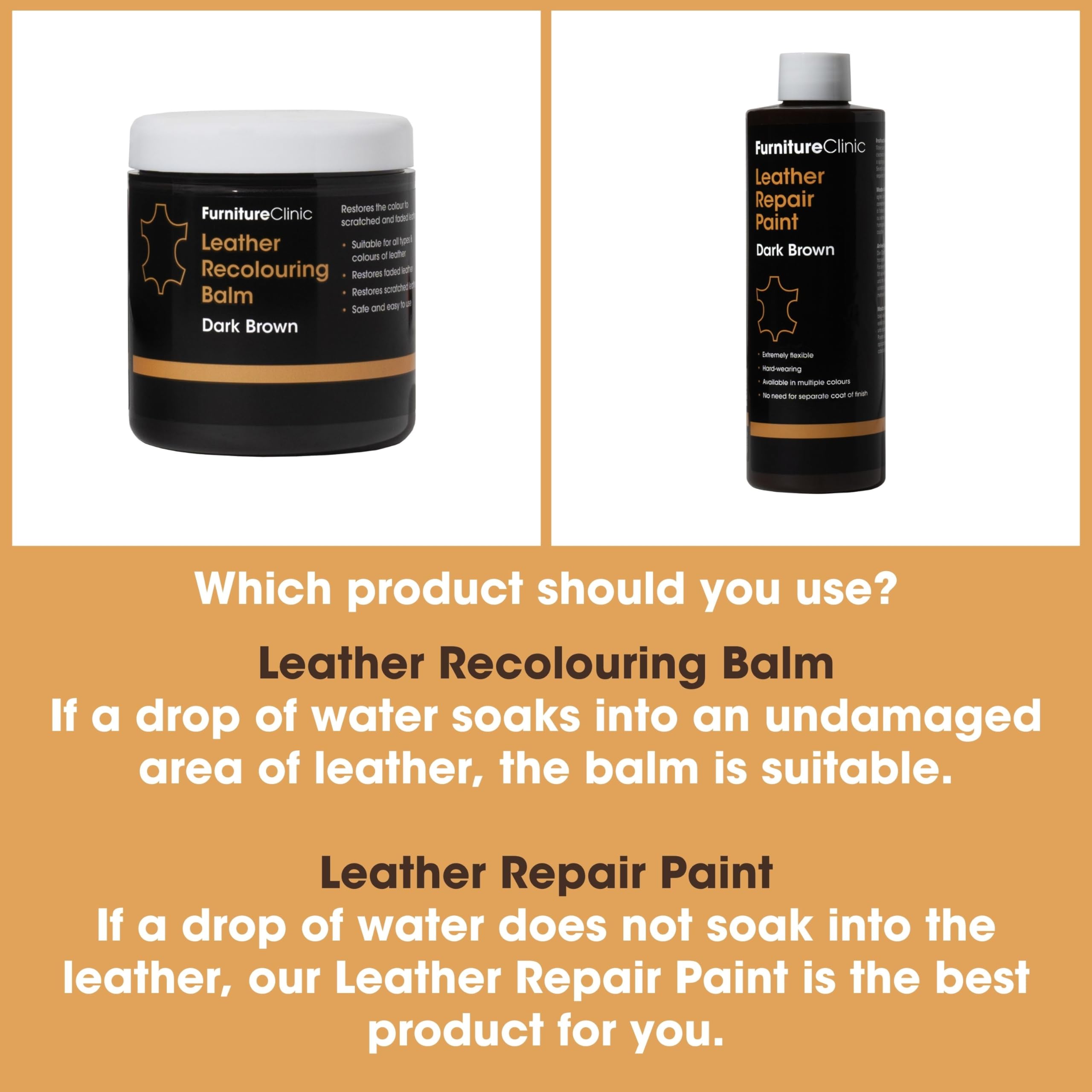 Furniture Clinic Leather Recolouring Balm - Tan Shade for Faded & Scratched Sofas, Car Seats, Shoes, Bags and Clothing 3