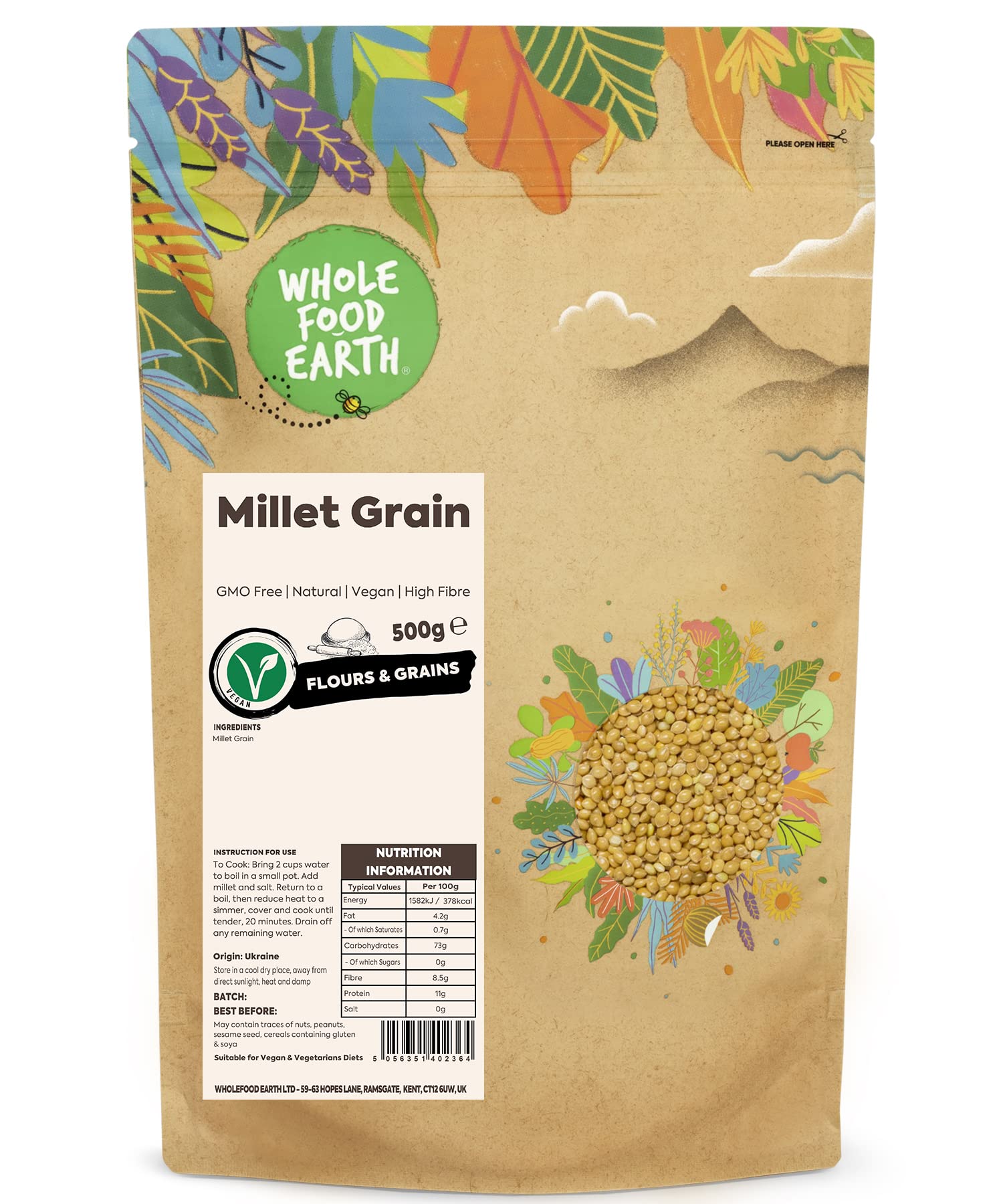 Wholefood Earth Pearl Millet - Gluten-Free Whole Grain | 500g 1