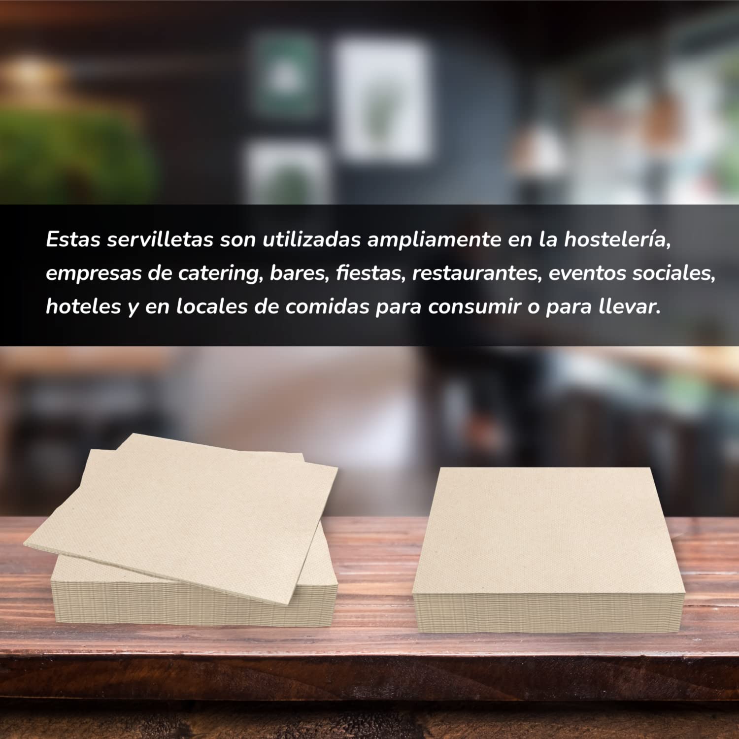 Hostelnovo Recycled Paper Napkins - 600 Pack | Cocktail Size | 100% Recyclable | Natural Color 7