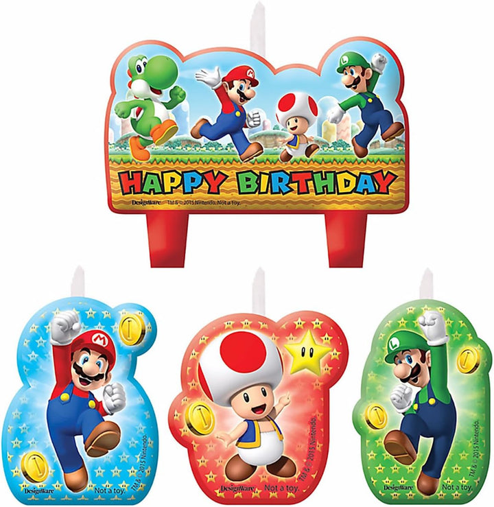 Amscan Super Mario Birthday Party Cake Candles Set - 4 Pack (171554)