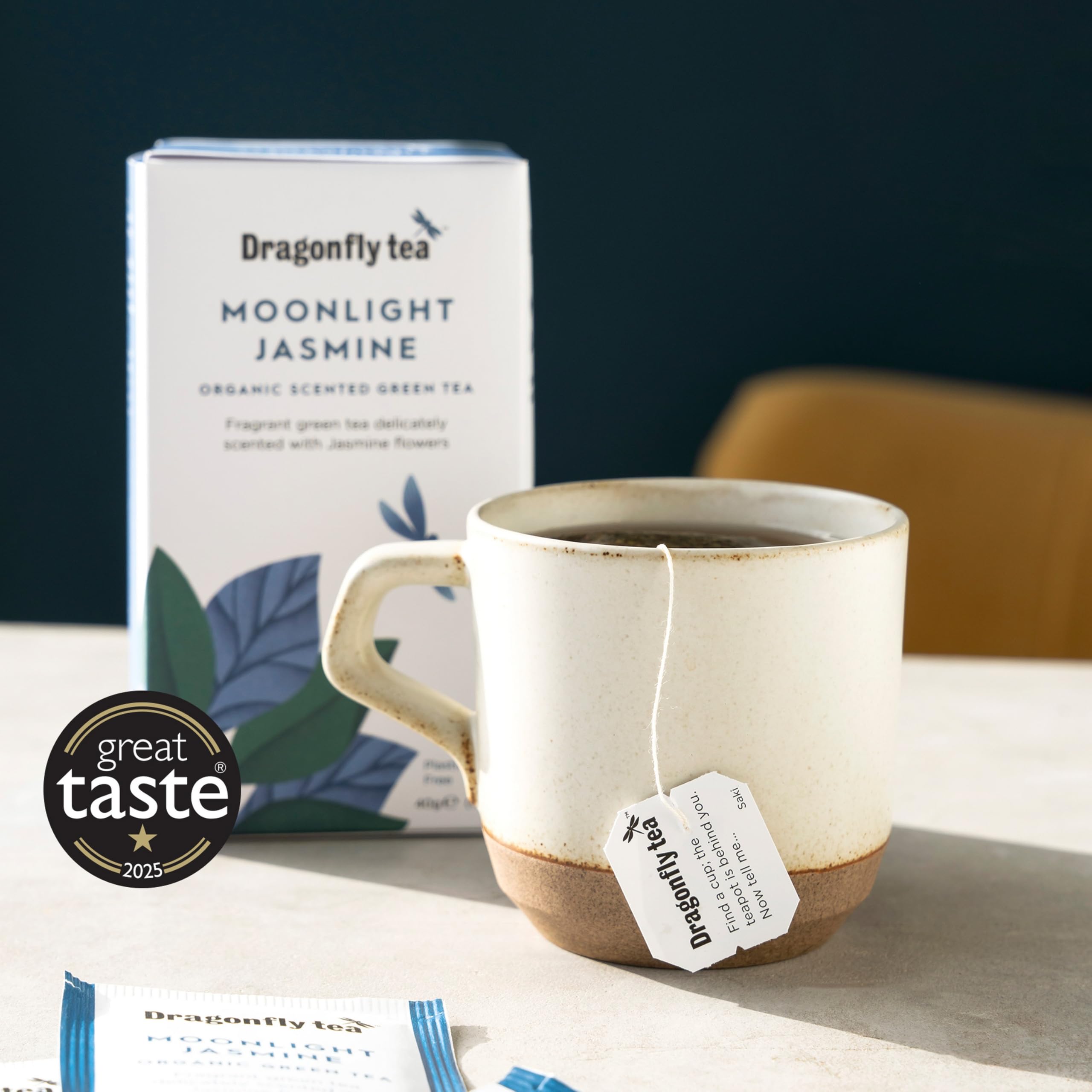 DRAGONFLY Moonlight Jasmine Organic Scented Green Tea, 20 Teabags (Pack of 4) 4