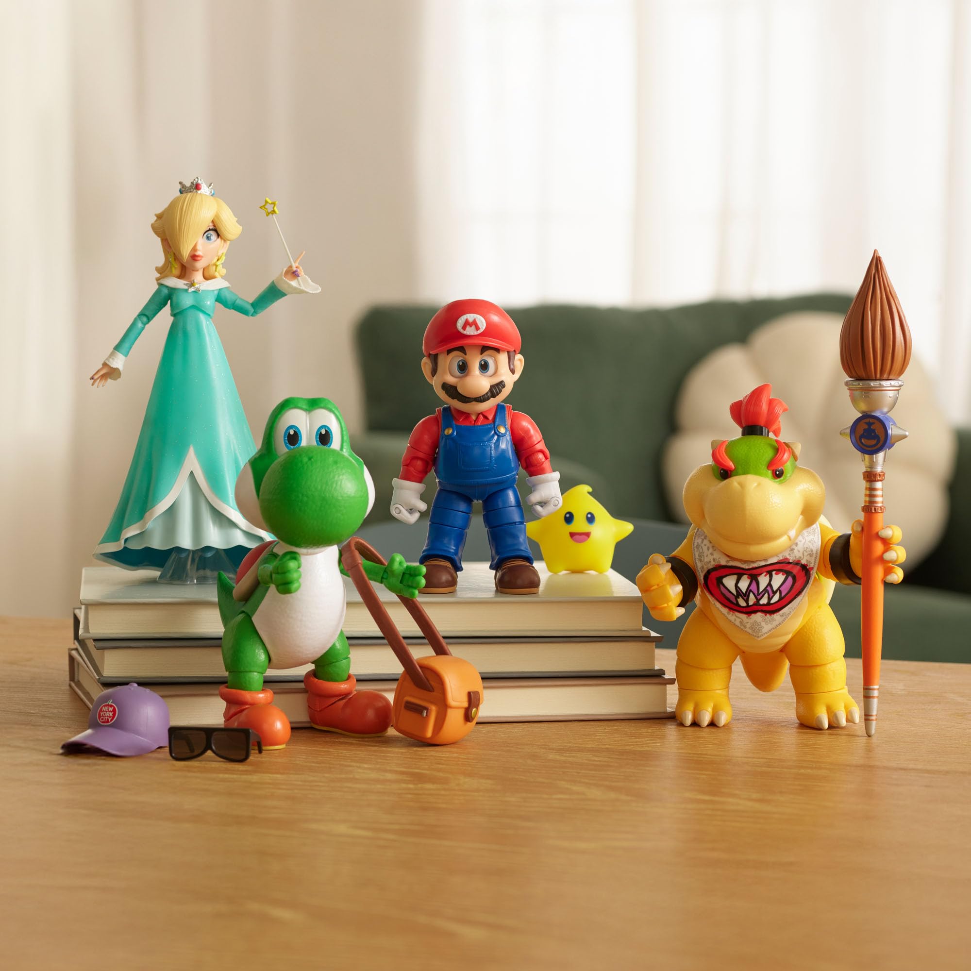 Jakks Pacific Super Mario Galaxy Movie Yoshi 5' Action Figure with Cap, Sunglasses & Satchel 2