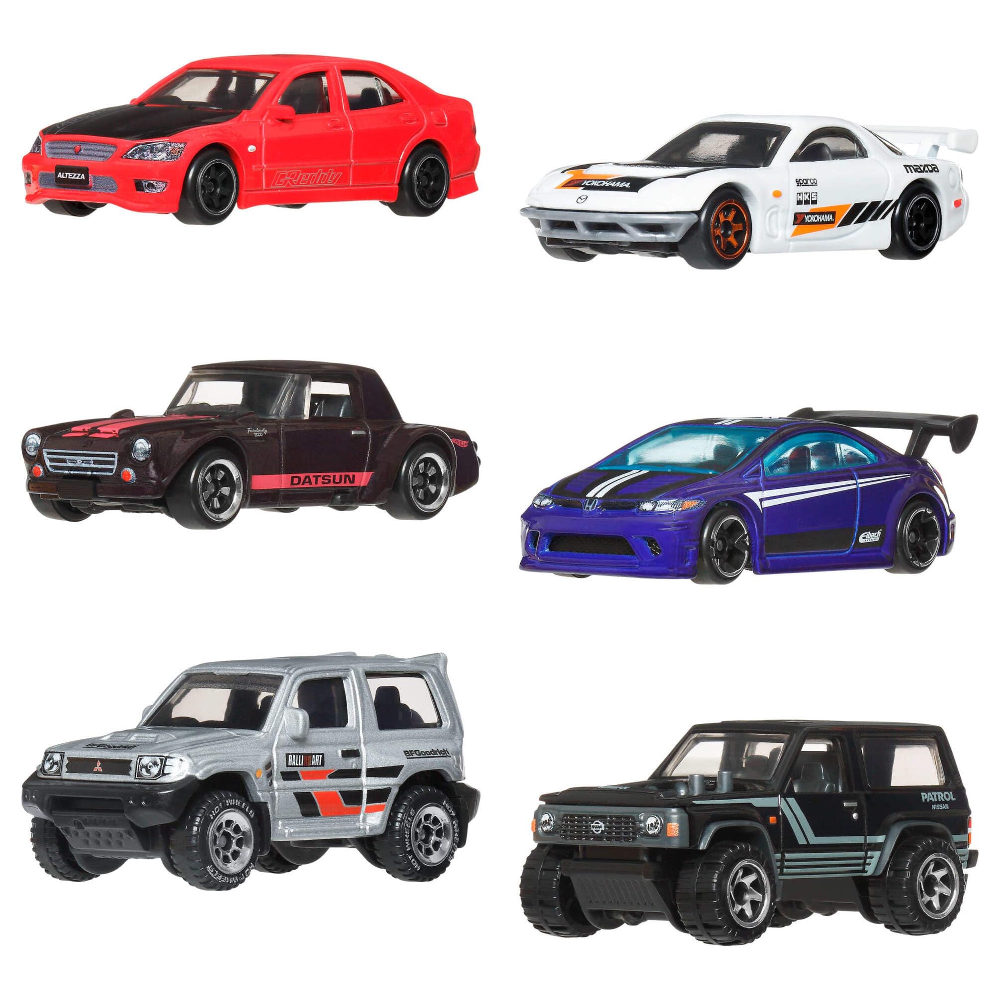 Hot Wheels Streets of Japan 6-Pack 1:64 Scale Die-Cast Toy Cars | Ages 3+ | Plastic 1