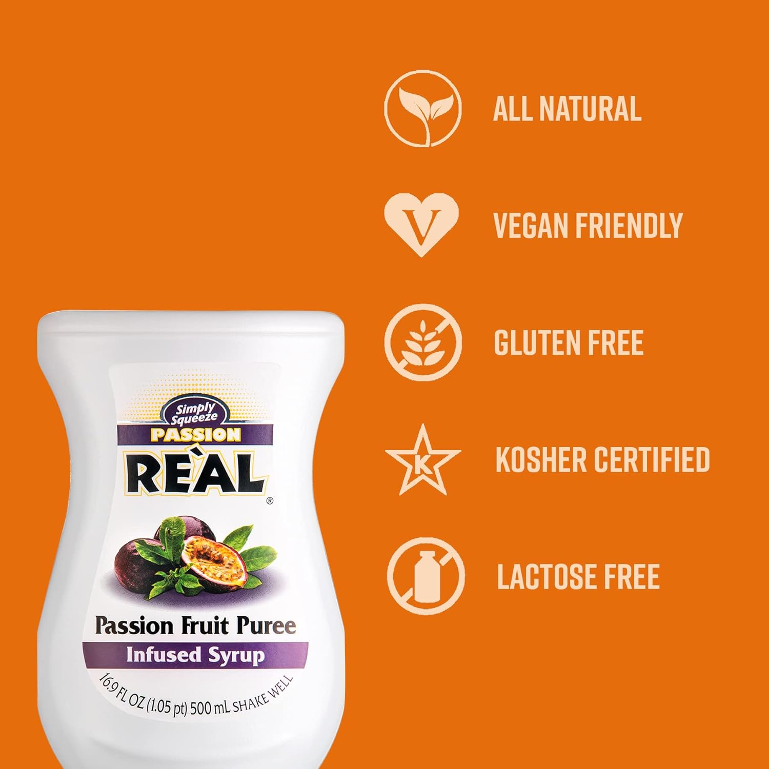 RE"AL Syrups Passion Fruit Puree Infused Fruit Syrup for Cocktails, Cooking & Baking 4