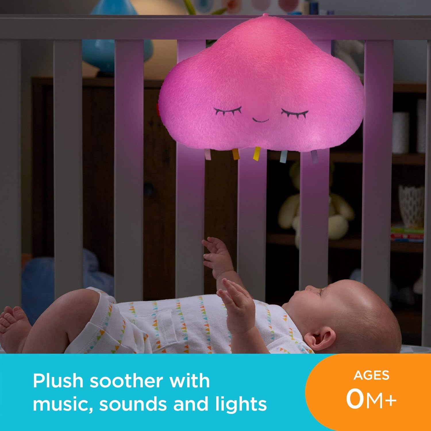 Fisher-Price Twinkle and Cuddle Cloud Soother – Musikalisches Leuchtplüschtier für Babys