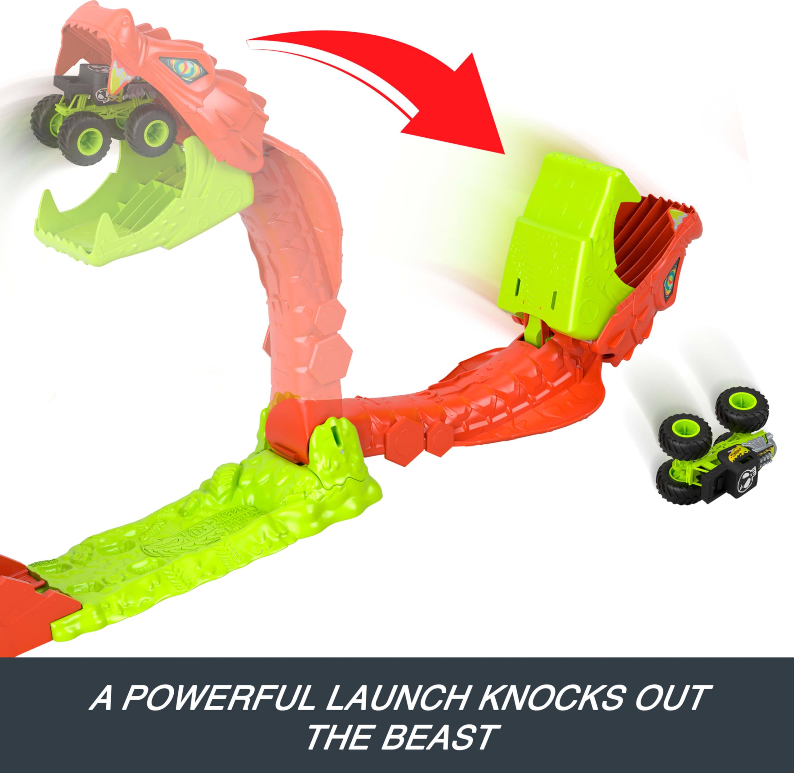 Hot Wheels Monster Trucks Snake Slam Takedown Track Set with Bone Shaker Truck | Ages 4Y+ 5