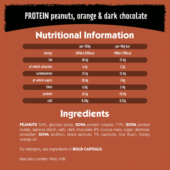 Eat Natural Protein Peanuts, Orange & Dark Chocolate Fruit & Nut Bar (12 x 40g)