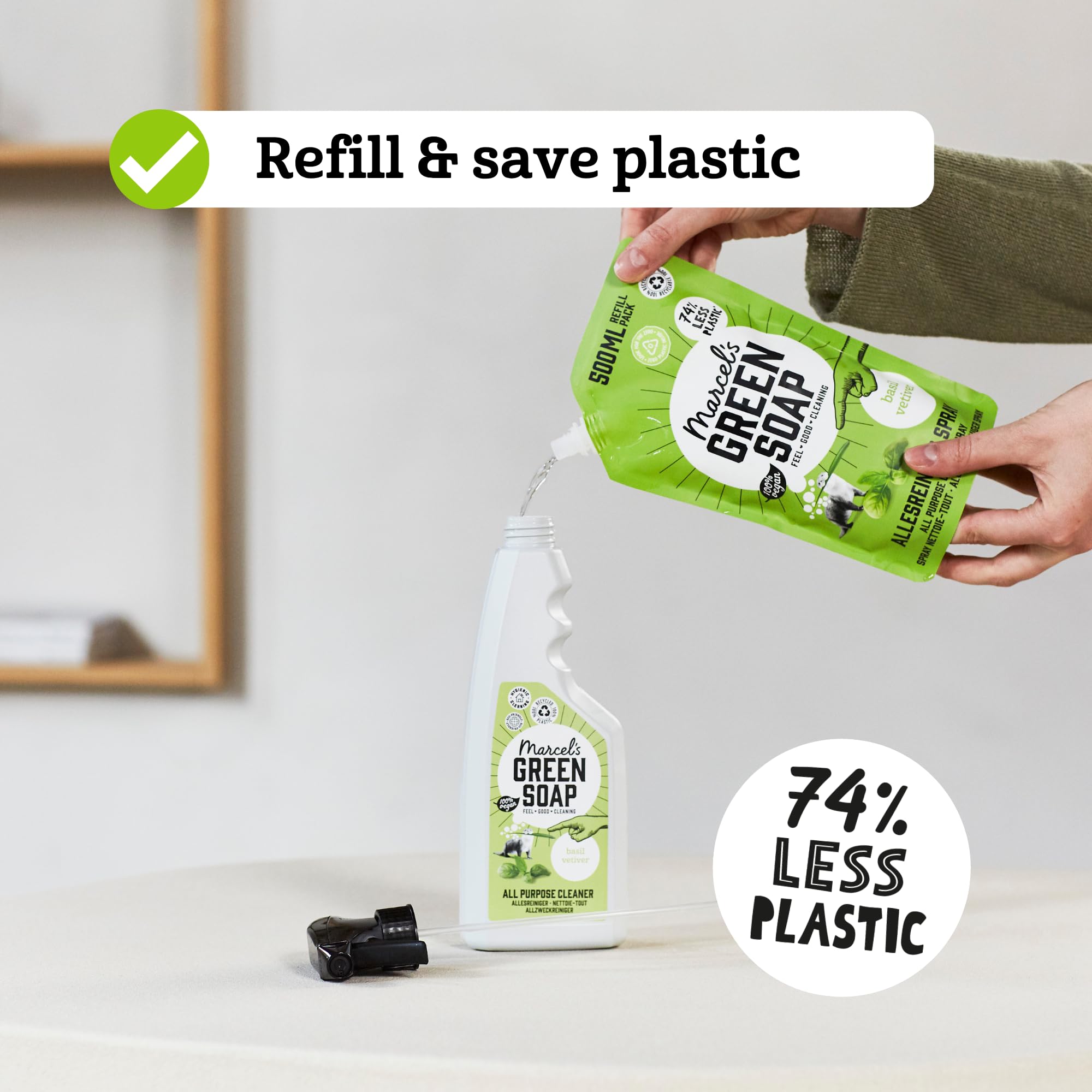 Marcel's Green Soap All-Purpose Cleaner Spray - Basil & Vetiver Scent | 500 ml | Microplastic-Free Formula 7