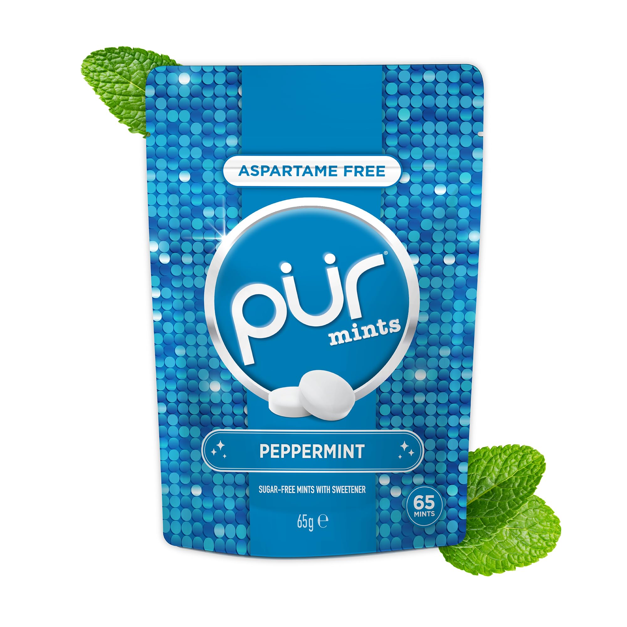 PUR Mints Peppermint - Sugar Free, Aspartame Free, Made with Xylitol | 65 Count Pouch 1