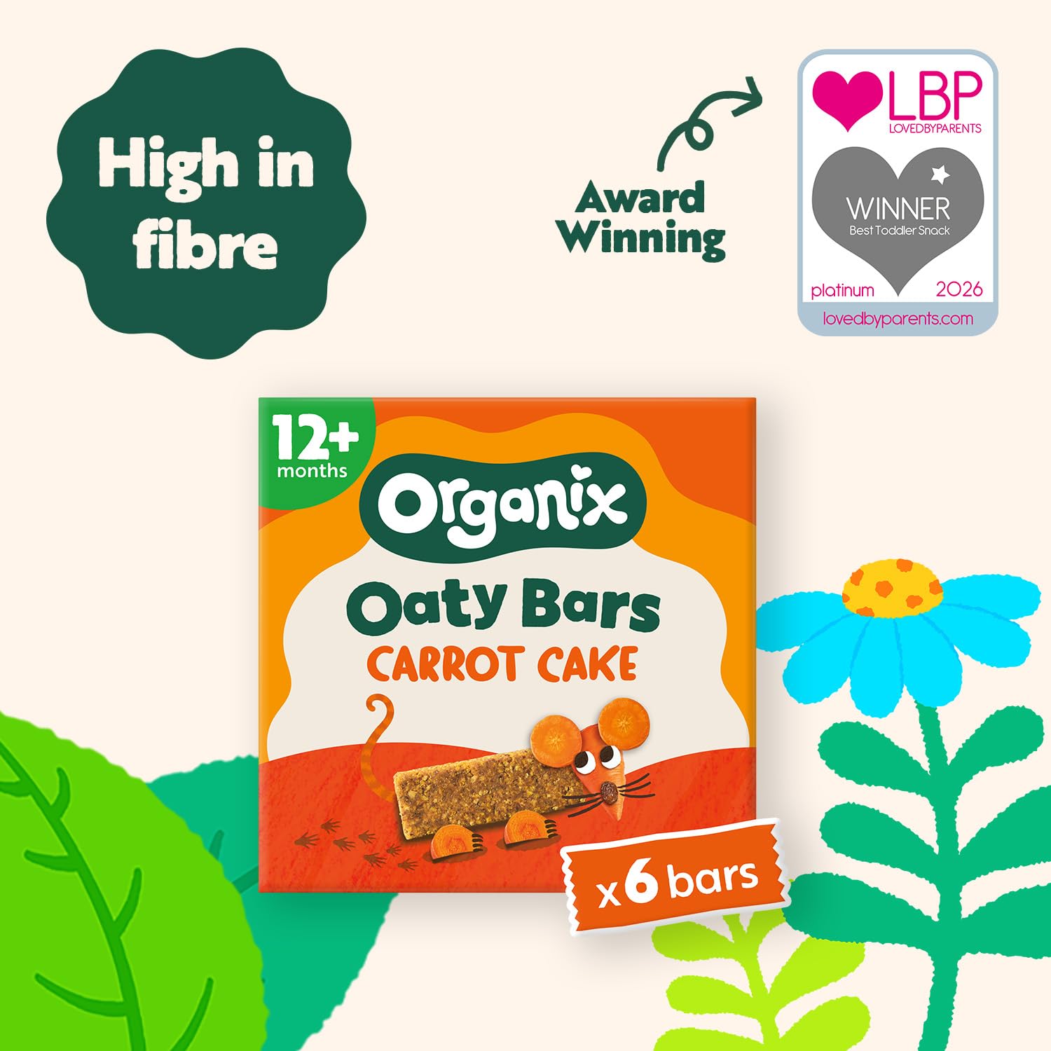 Organix Carrot Cake Organic Oaty Snack Bars - 6 Boxes of 6 x 23g 3